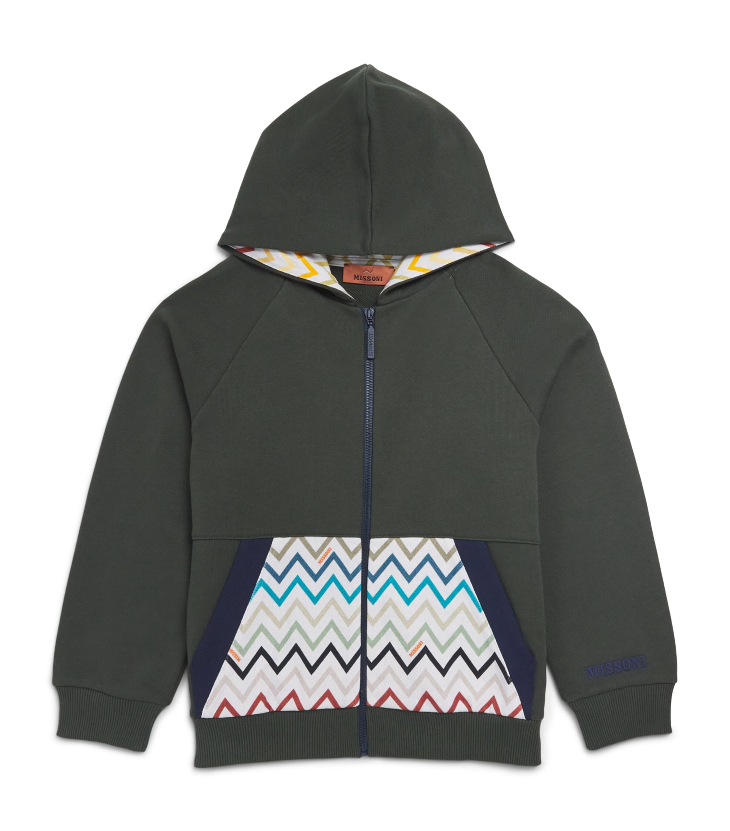Missoni Kids Zigzag Zip-Up Hoodie (4-14 Years) Verde Image 1
