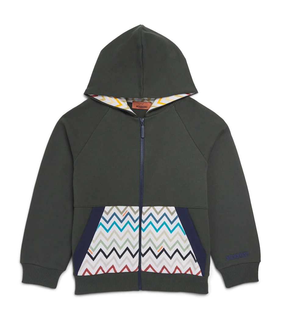 Missoni Kids Zigzag Zip-Up Hoodie (4-14 Years) Verde Image 1