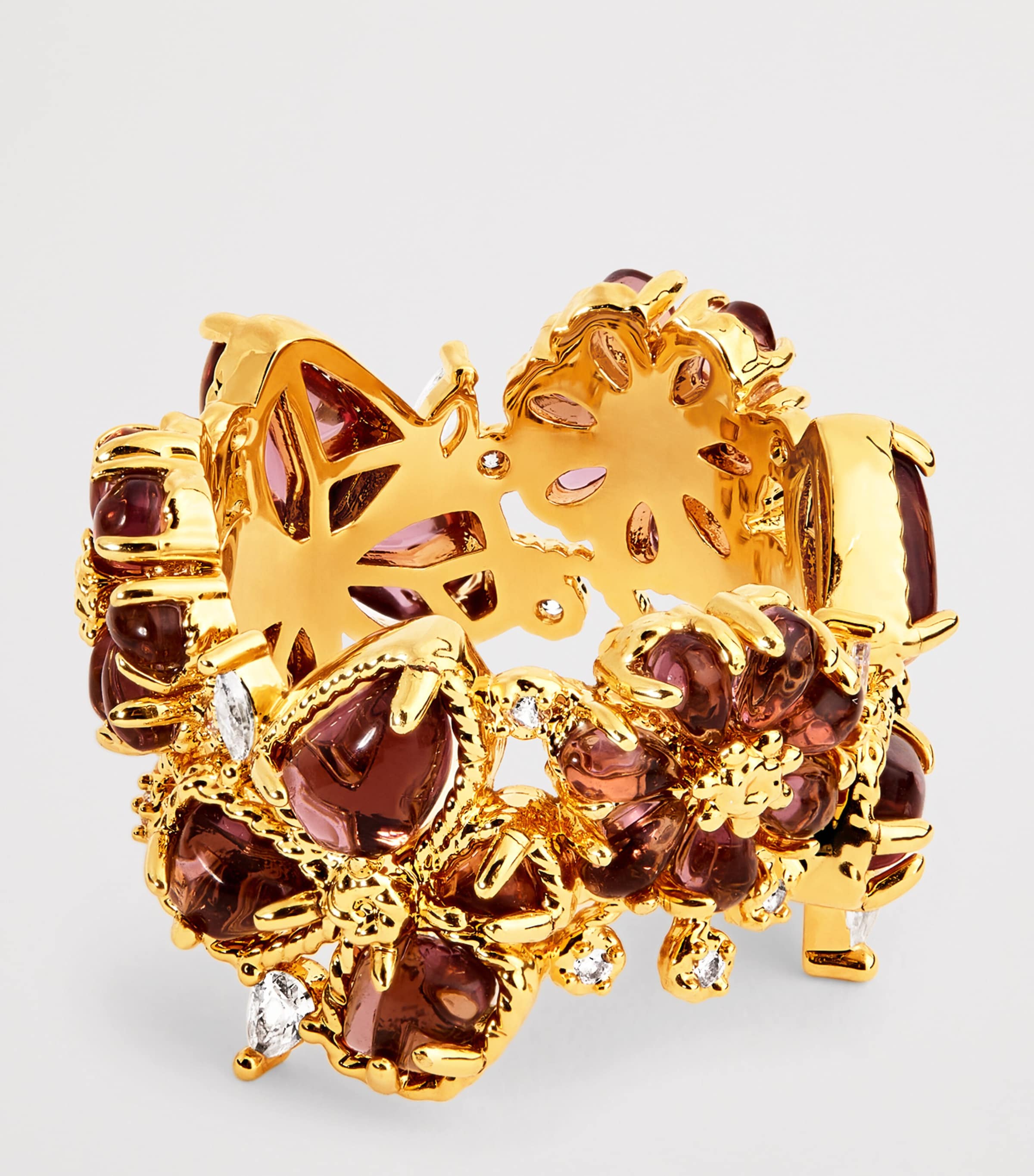 Embellished Bloom Ring GOLD/BURGUNDYGLDBUR Image 4