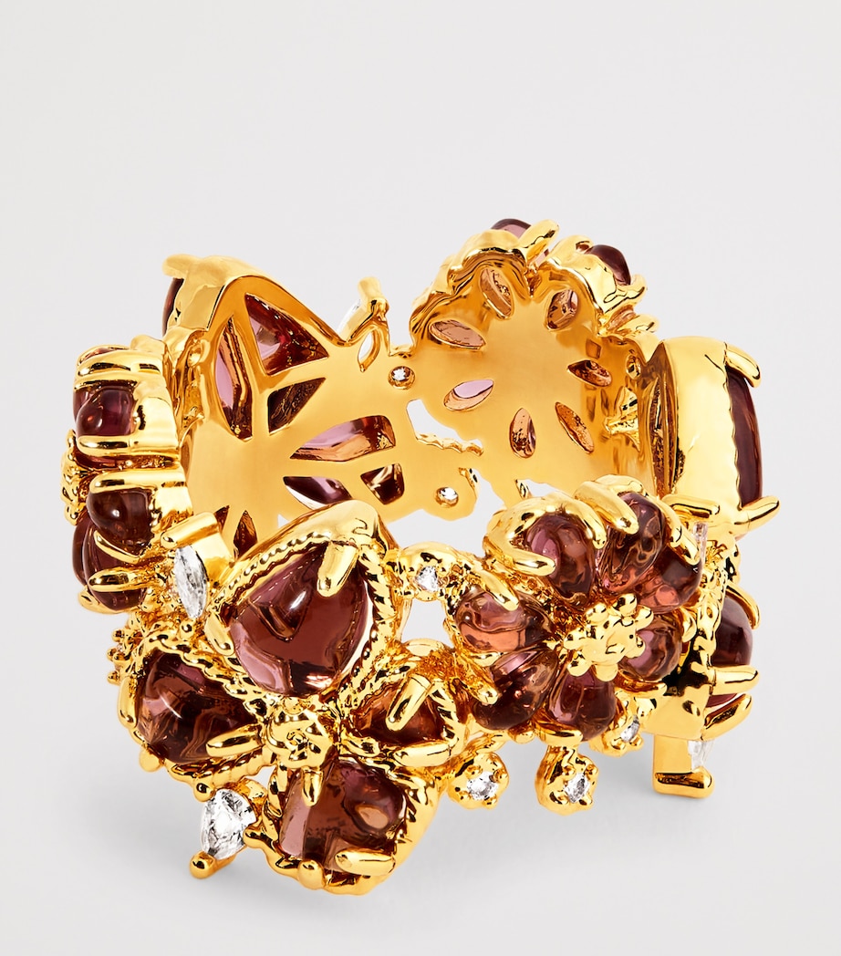 Embellished Bloom Ring GOLD/BURGUNDYGLDBUR Image 4