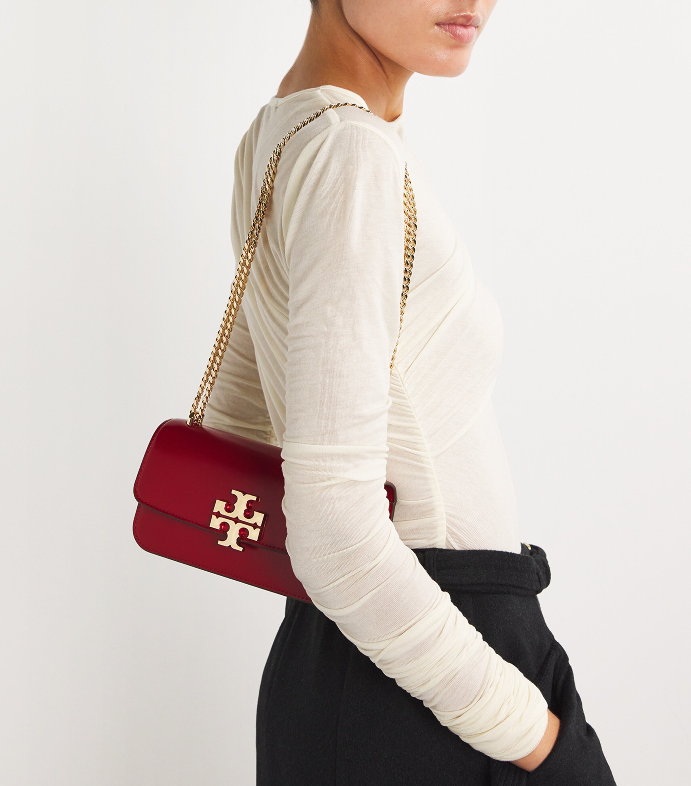 Small Leather Eleanor Shoulder Bag 600 RUBY Image 5