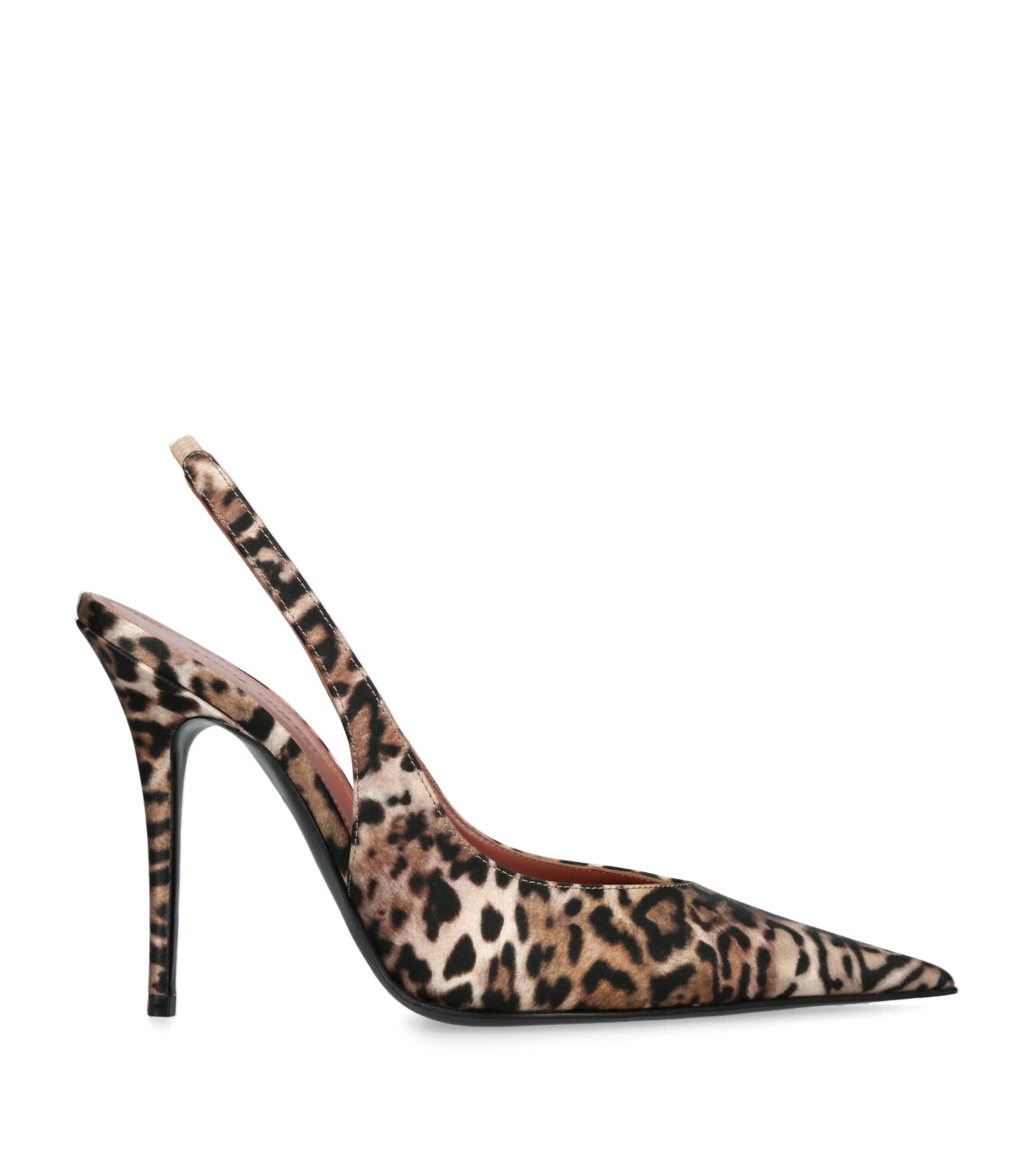 Amina Muaddi Womens Leopard Print Anok Slingback Heels 105 Dk.brn Com Image 1