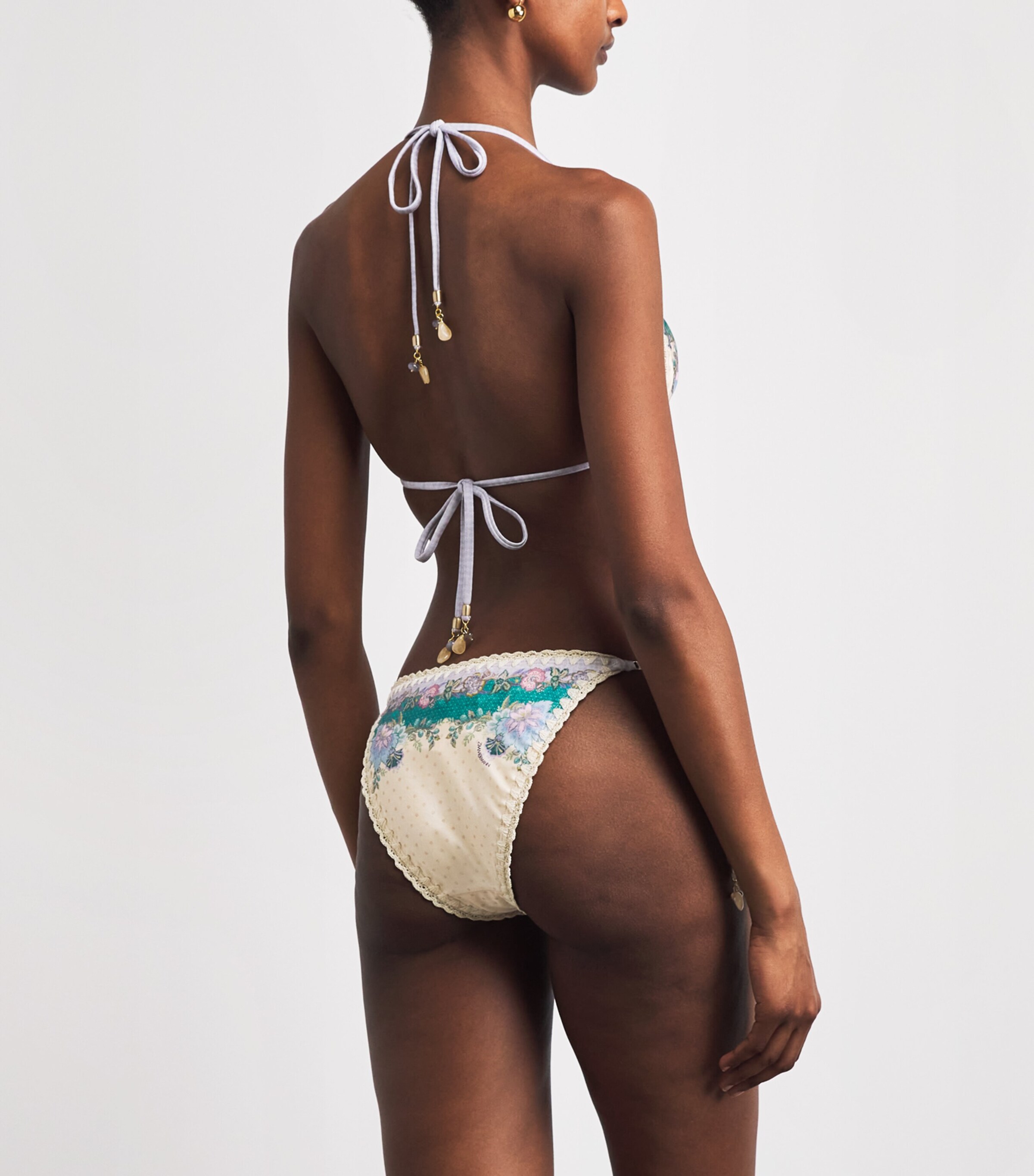 Zimmermann Womens Crochet Indra Triangle Bikini Cream Scarf Floral Image 3