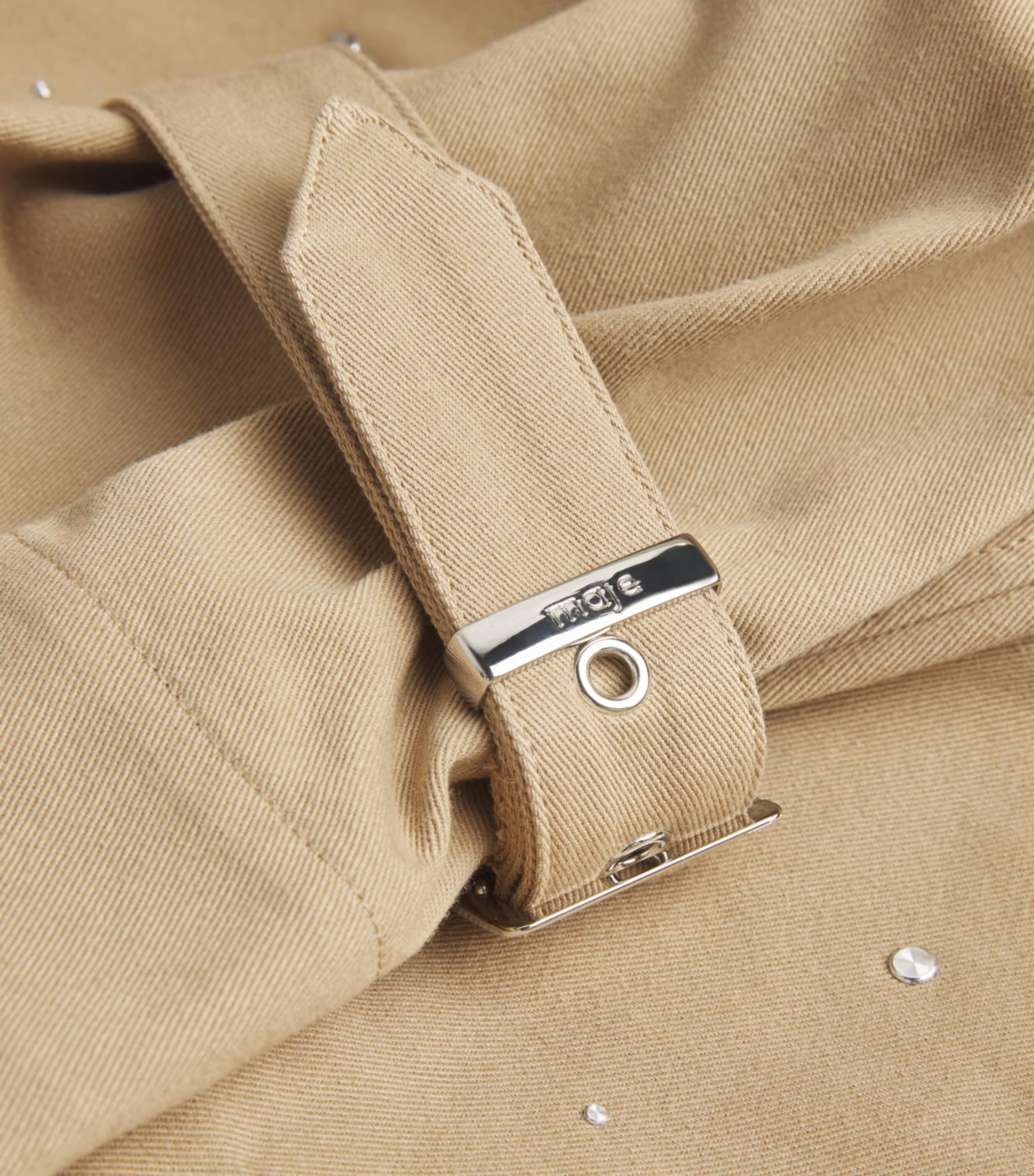 Cotton Studded Trench Coat BEIGE Image 5