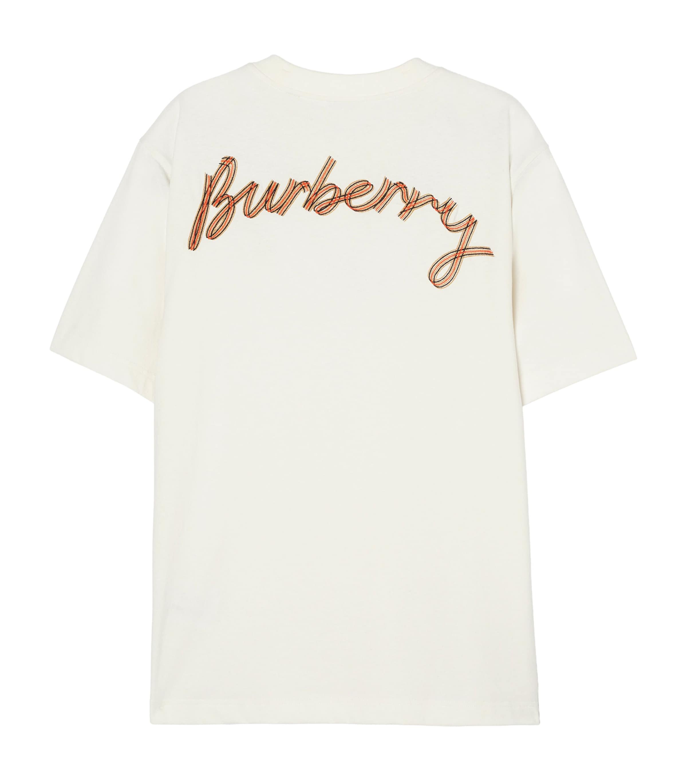 Burberry Mens Cotton Embroidered Logo T-Shirt Chalk Image 4