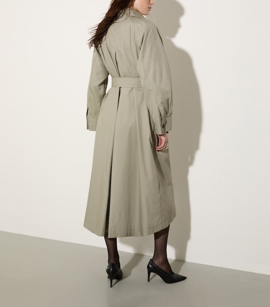 MAX&Co. Womens Cotton-Blend Trench Coat Sage Image 3