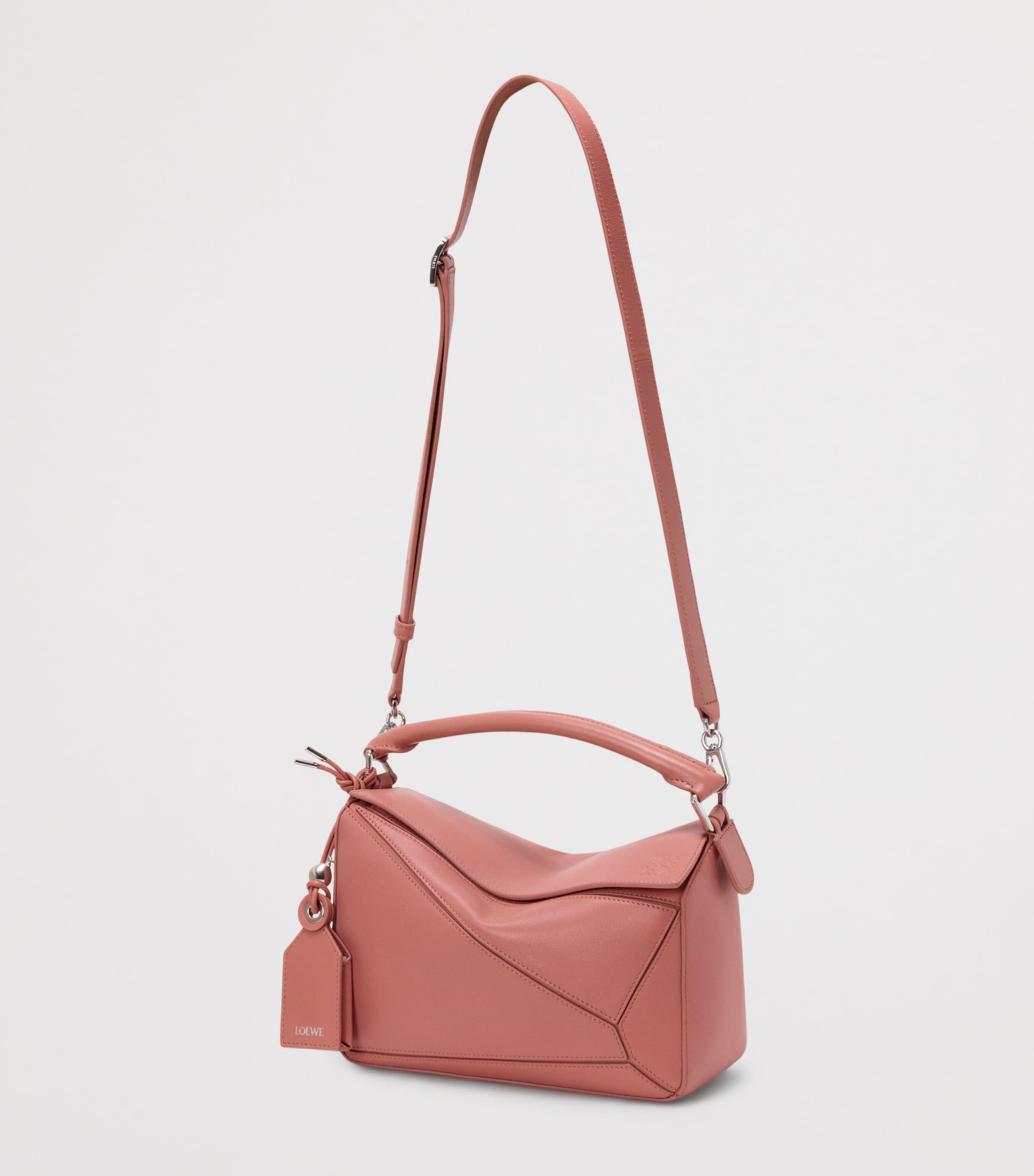 LOEWE Small Leather Featherlight Puzzle Top-Handle Bag Blush Image 6