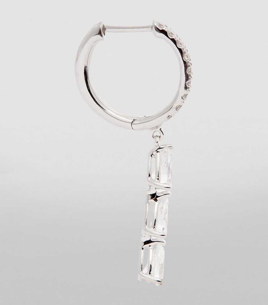 White Gold and Diamond Huggie Hoop Three-Drop Earrings WHITE GOLD Image 3