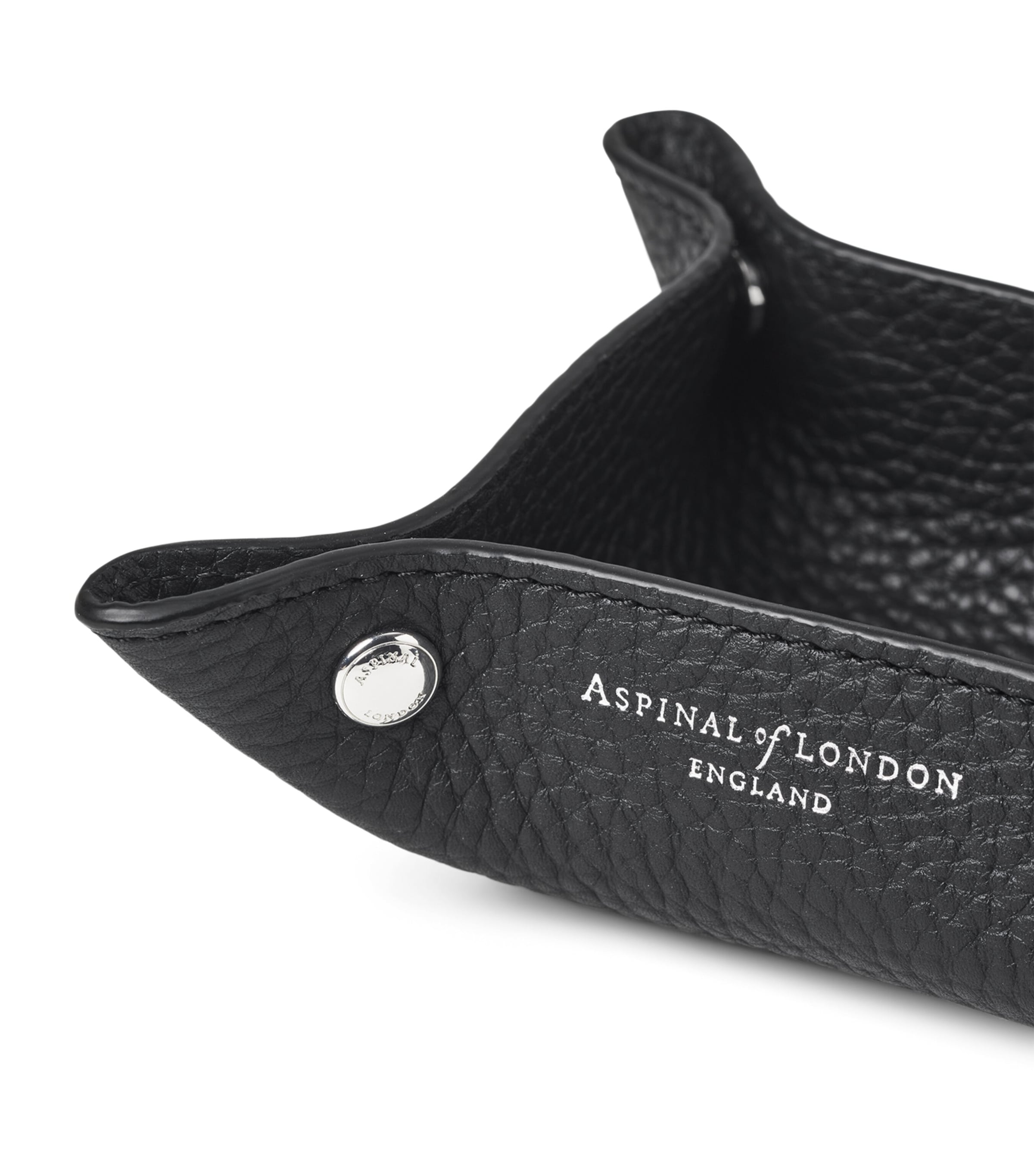 Mini Grained Leather Tidy Tray (9.5cm x 9.5cm) BLACK Image 4