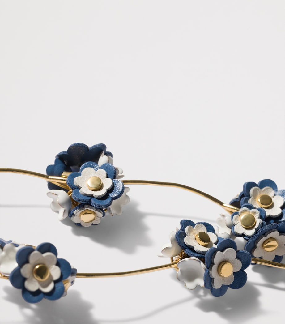 Miu Miu Leather-Trim Flower Necklace Blue Image 2