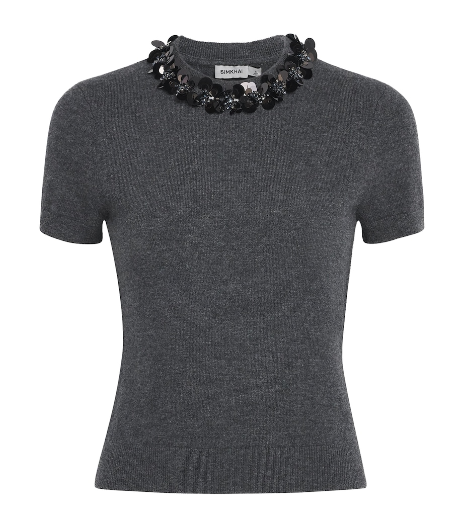 Simkhai Womens Wool-Cashmere Sophie Sweater Charcoal Dusty Blue Image 1