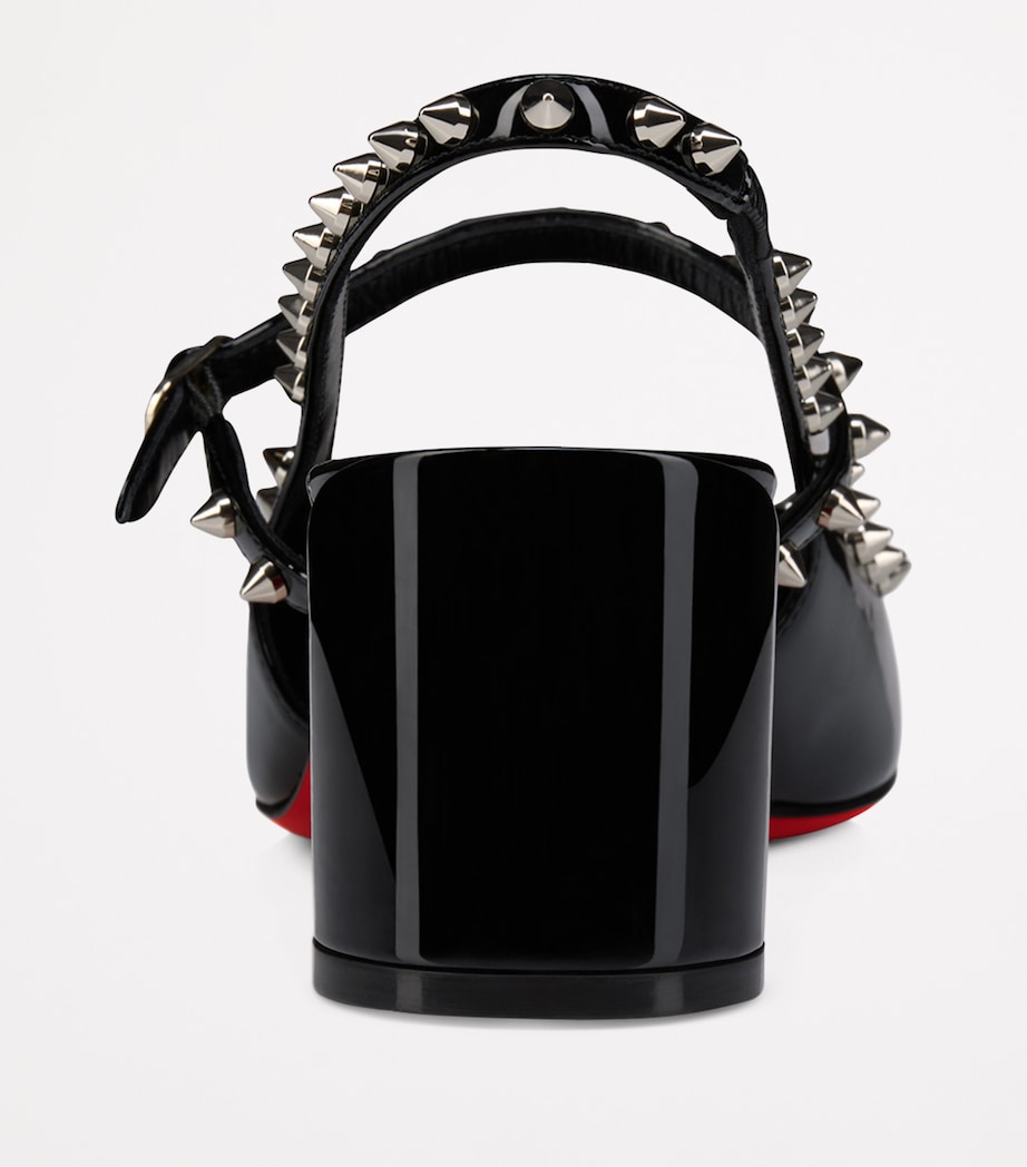 Jani Spikes Patent Leather Slingback Pumps 55 B439 Image 3