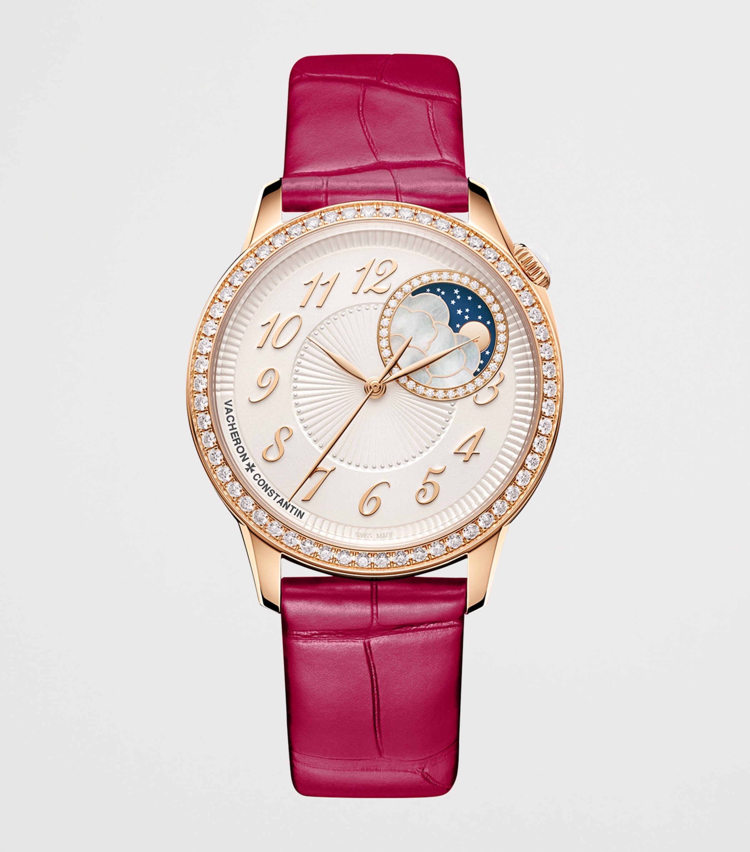 Vacheron Constantin Rose Gold and Diamond Égérie Moon Phase Watch 37mm Pink Gold Image 2