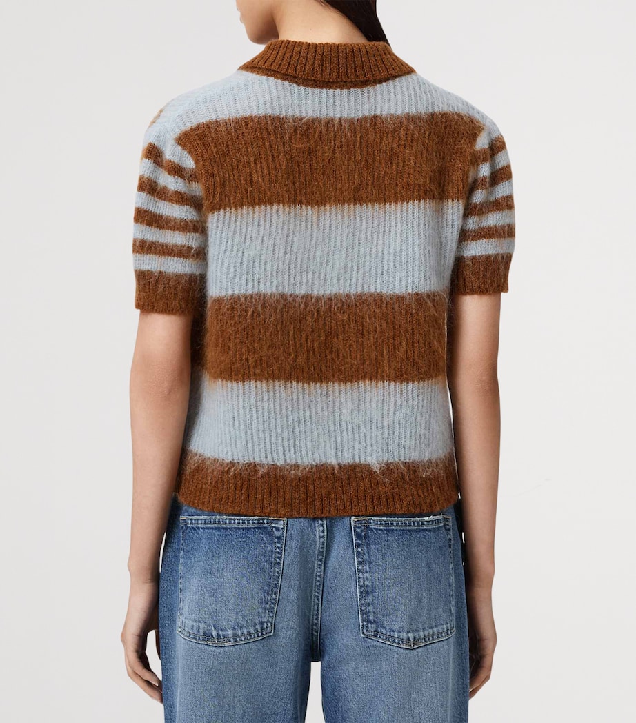 Mohair-Wool Clem Polo Sweater STEEL BLUE/COGNAC Image 5