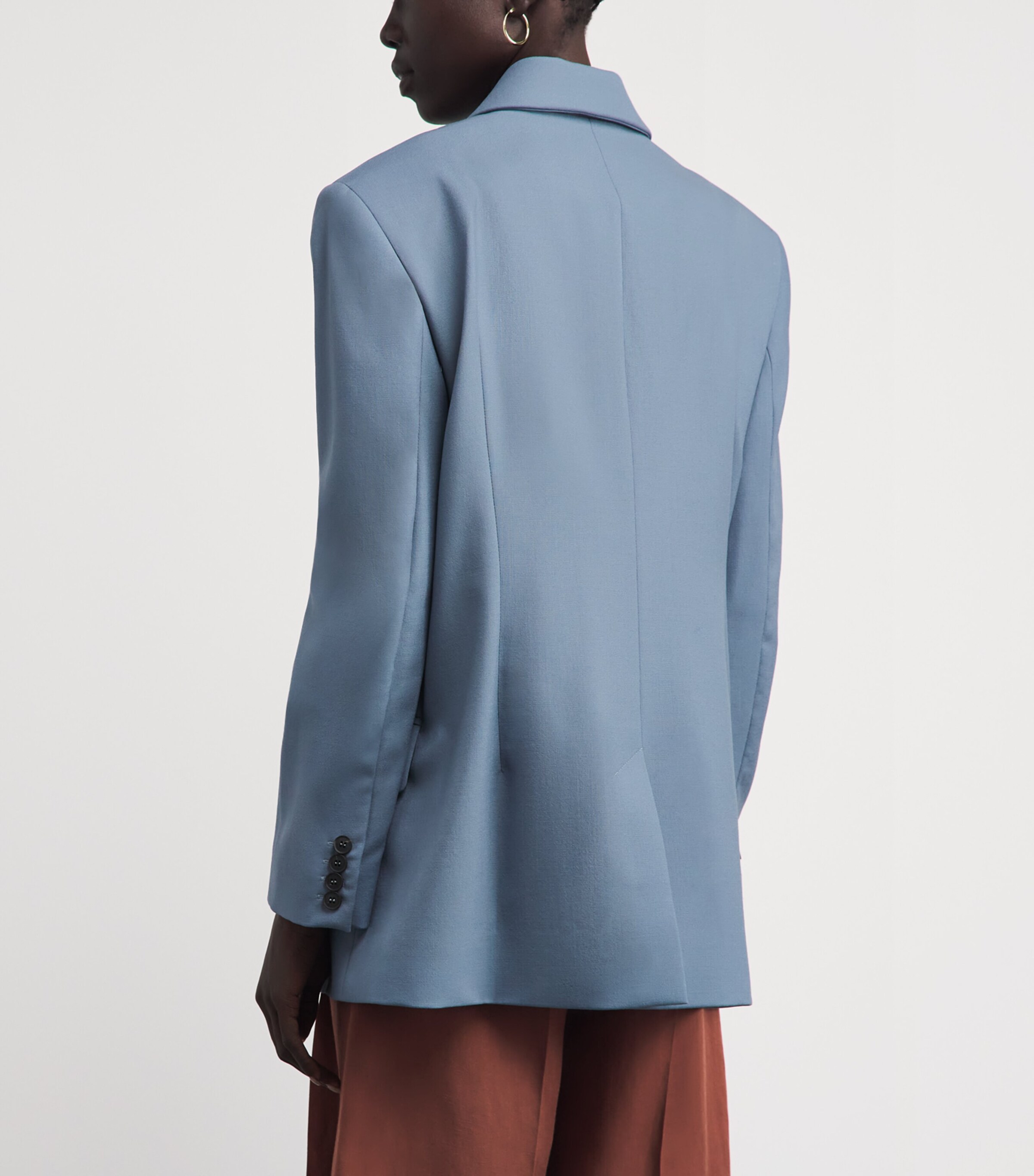 Laura Pitharas Womens Wool Double-Breasted Blazer Steel Blue Image 5