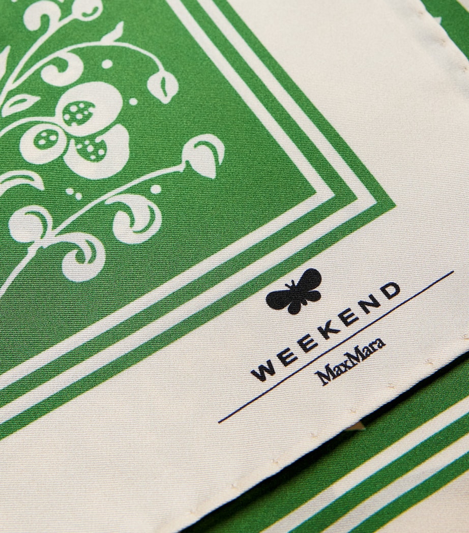 Silk Printed Square Scarf GREEN Image 5