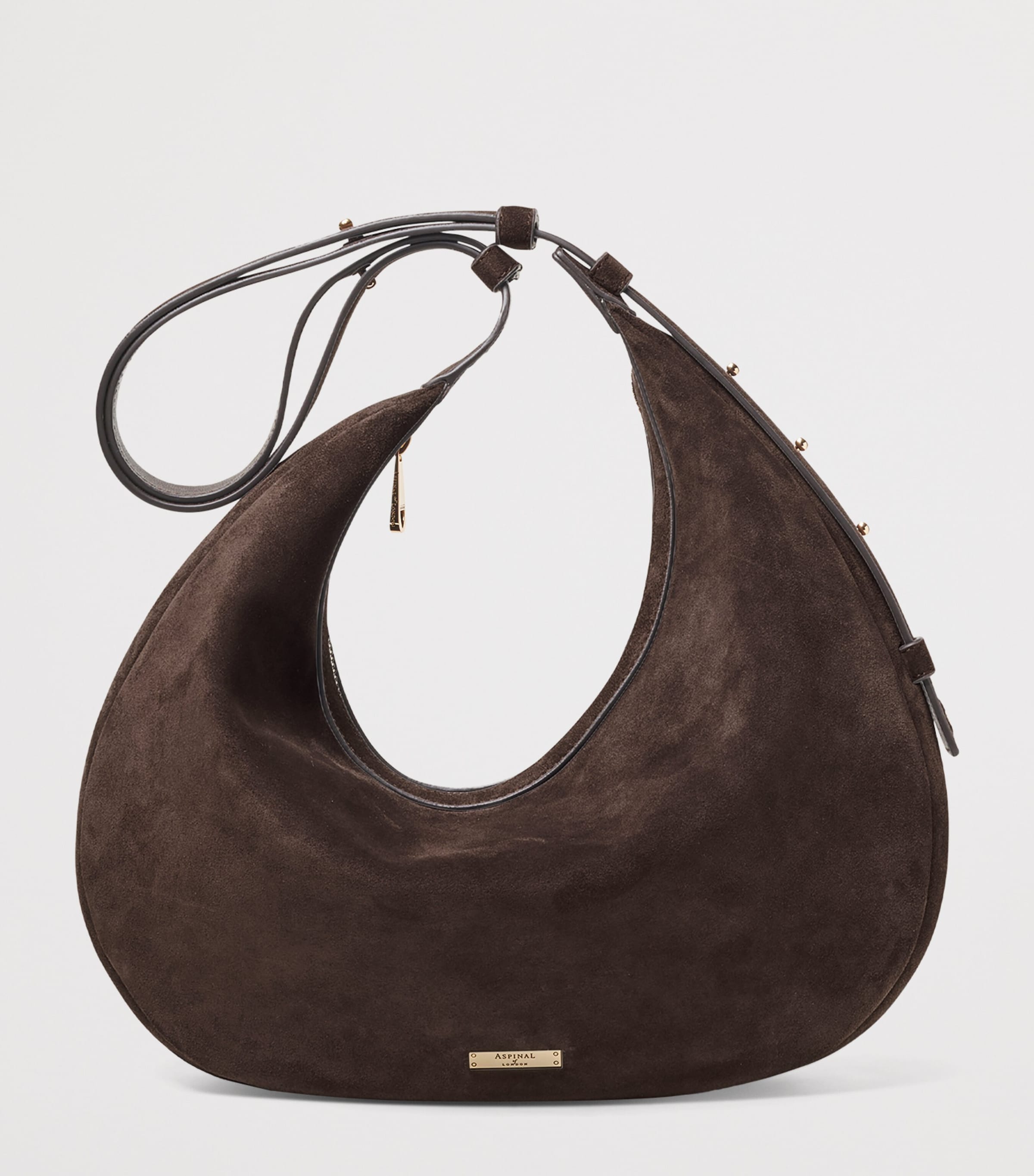 Suede Hudson Crescent Cross-Body Bag CHOCOLATE Image 2