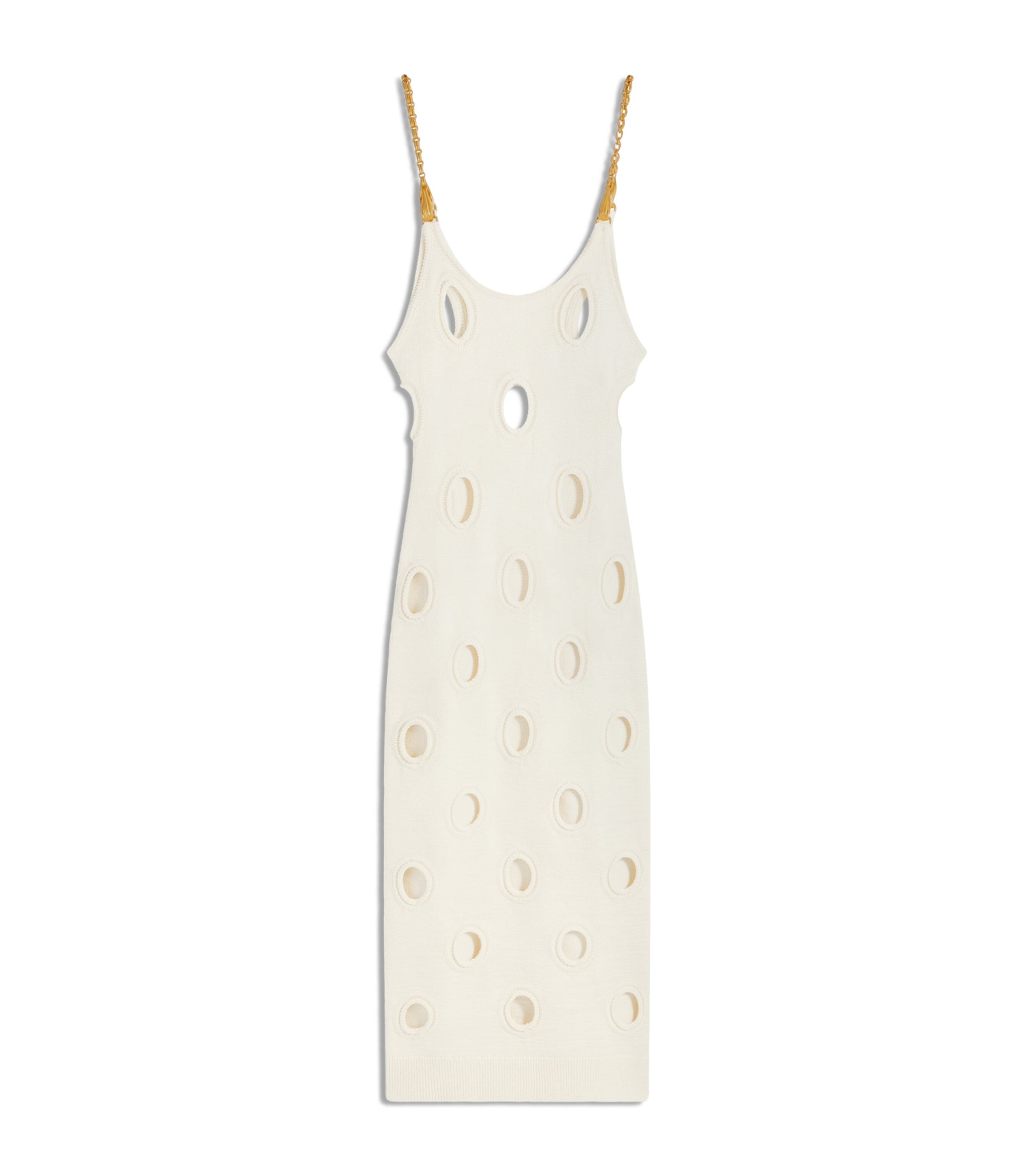 Schiaparelli Womens Knitted Polka-Dot Midi Dress Ecru Image 1