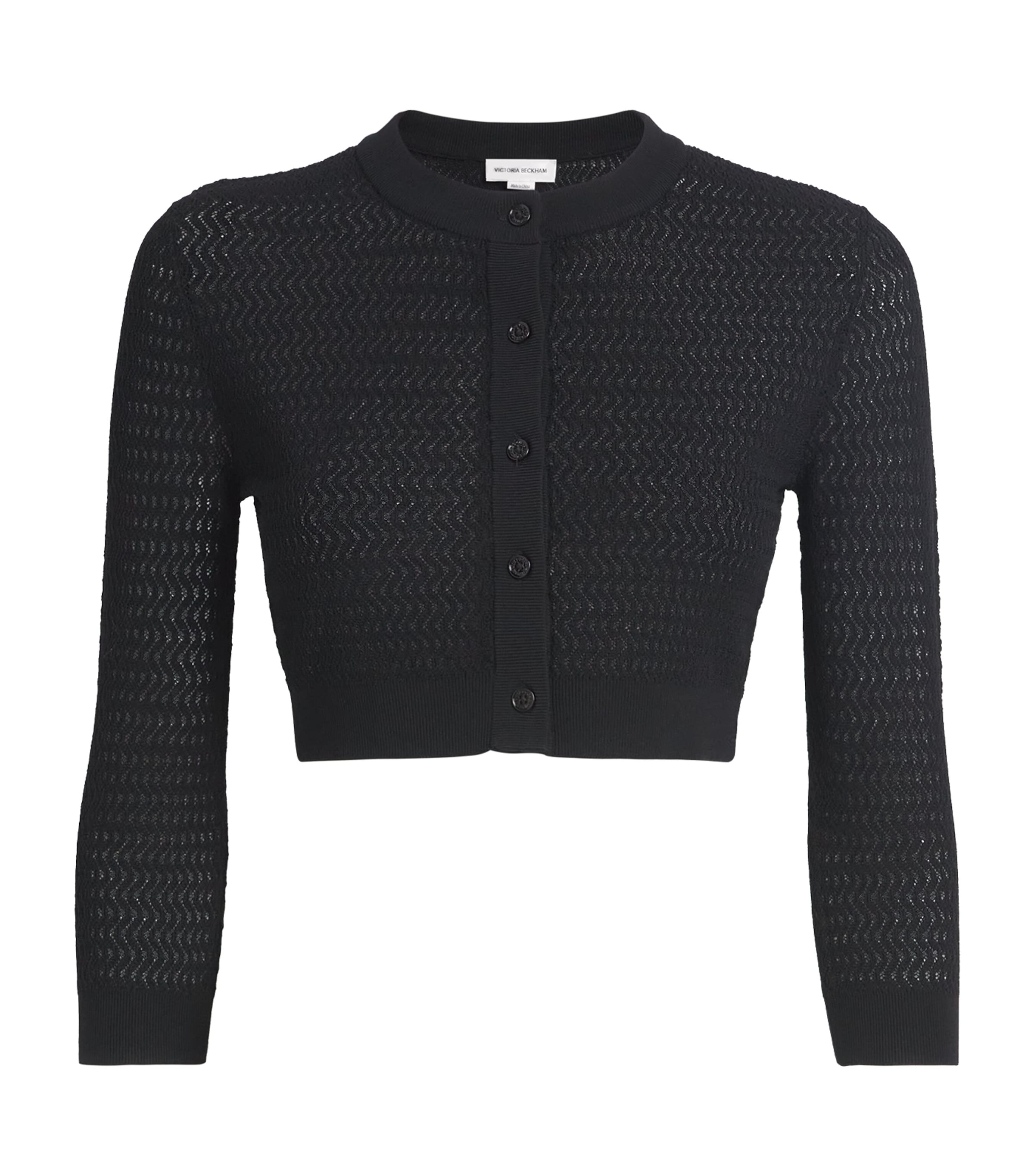 Victoria Beckham Cropped Round-neck Cardigan In Black