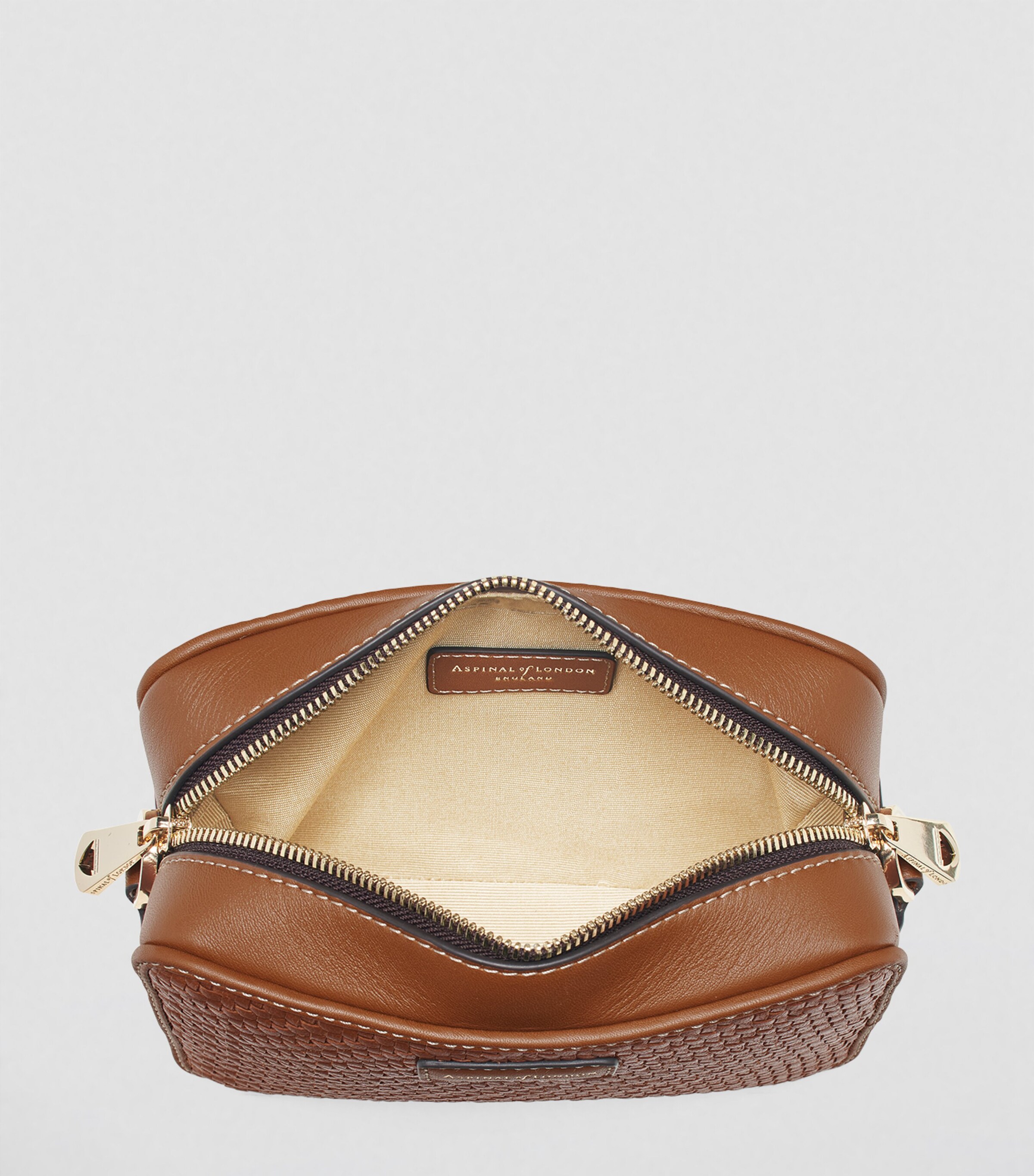 Aspinal Of London Leather Woven Camera Bag Tan Image 4