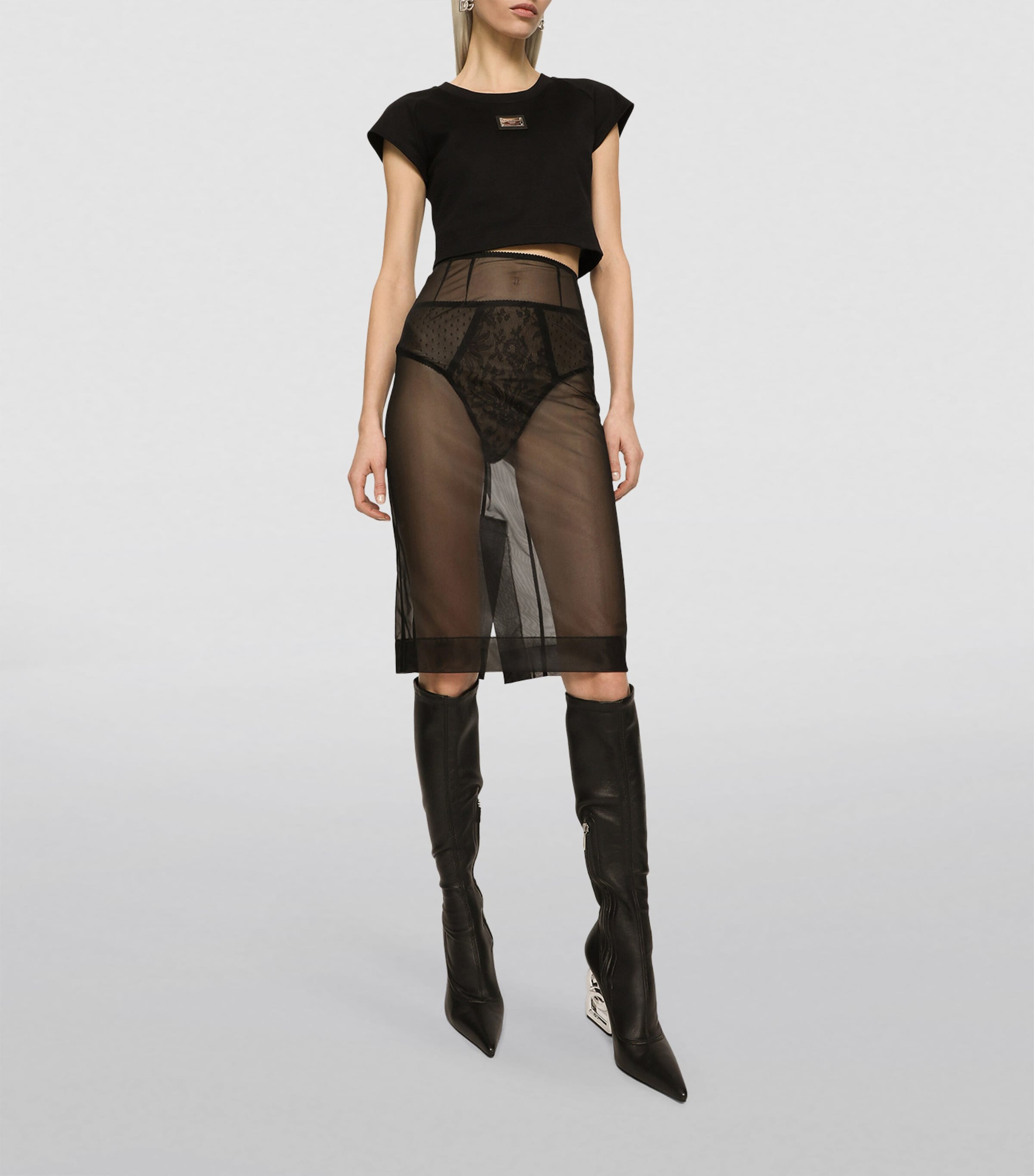 Cropped T-Shirt N0000-BLACK Image 4