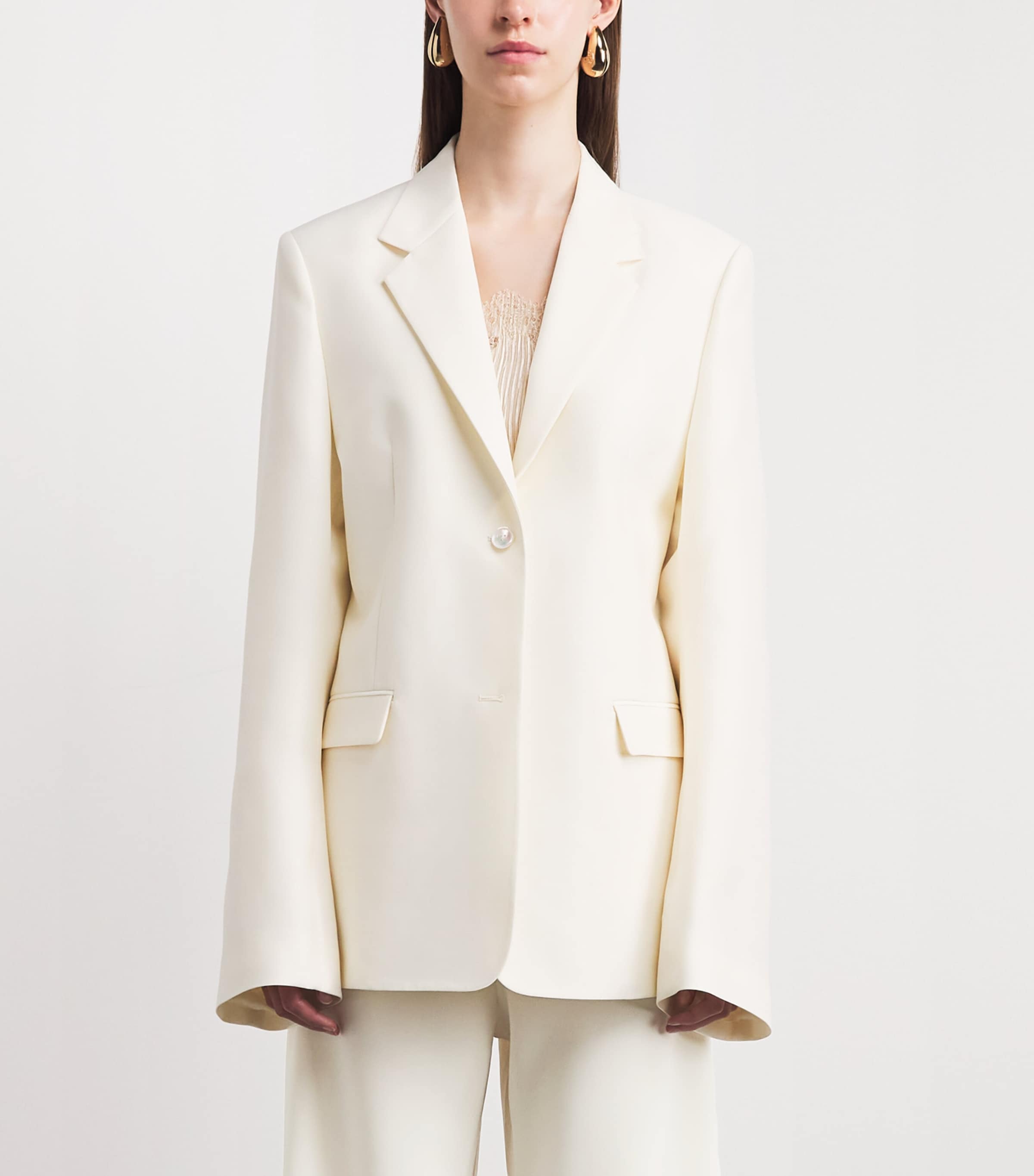 BITE Studios Womens Organic Wool-Silk Serena Blazer Off White Image 4