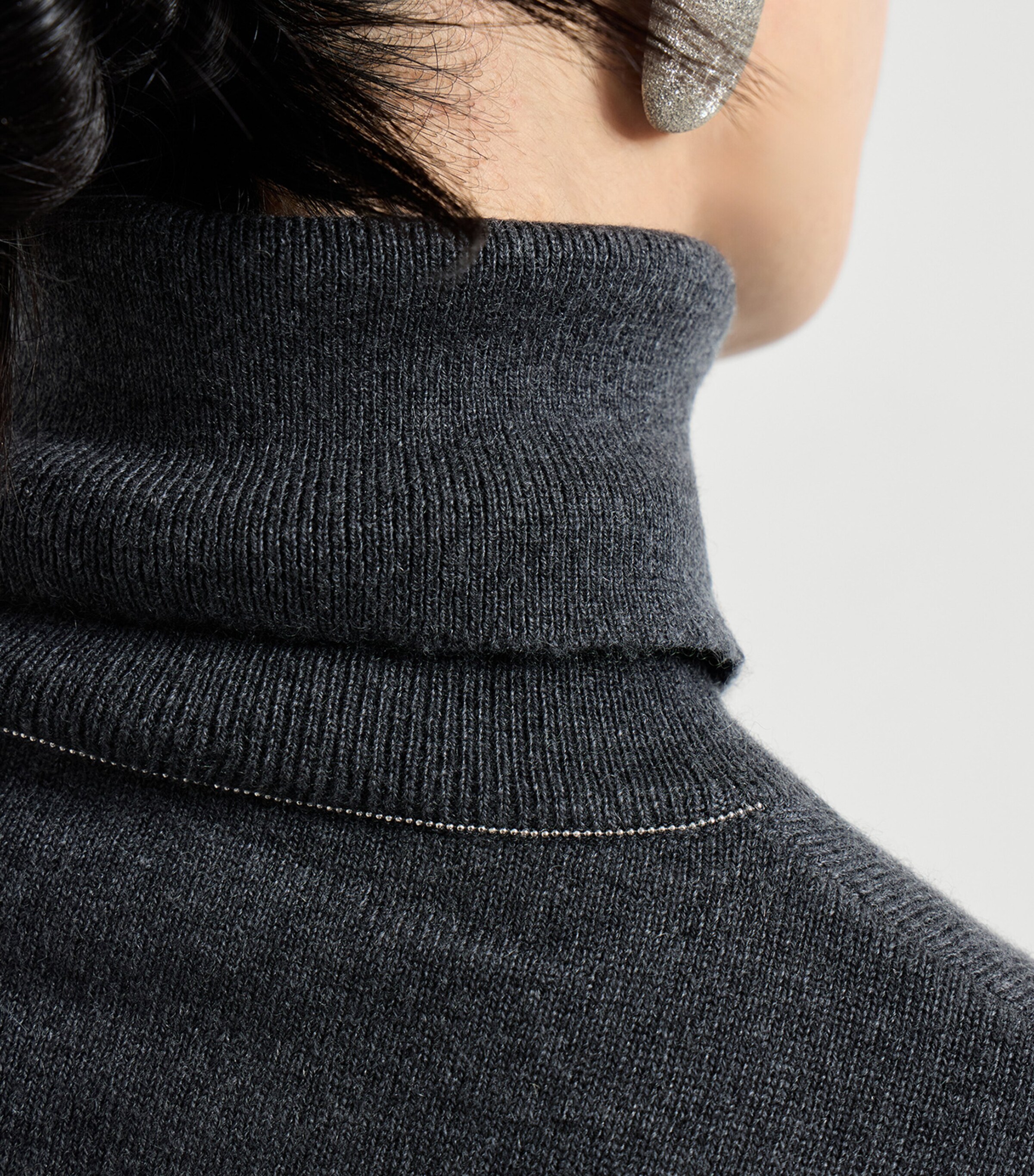 Brunello Cucinelli Womens Cashmere Monili-Trim Rollneck Sweater Image 6