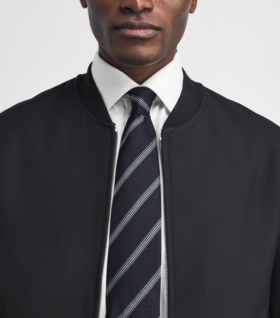 Eton Silk Stripe Tie Navy Blue Image 2