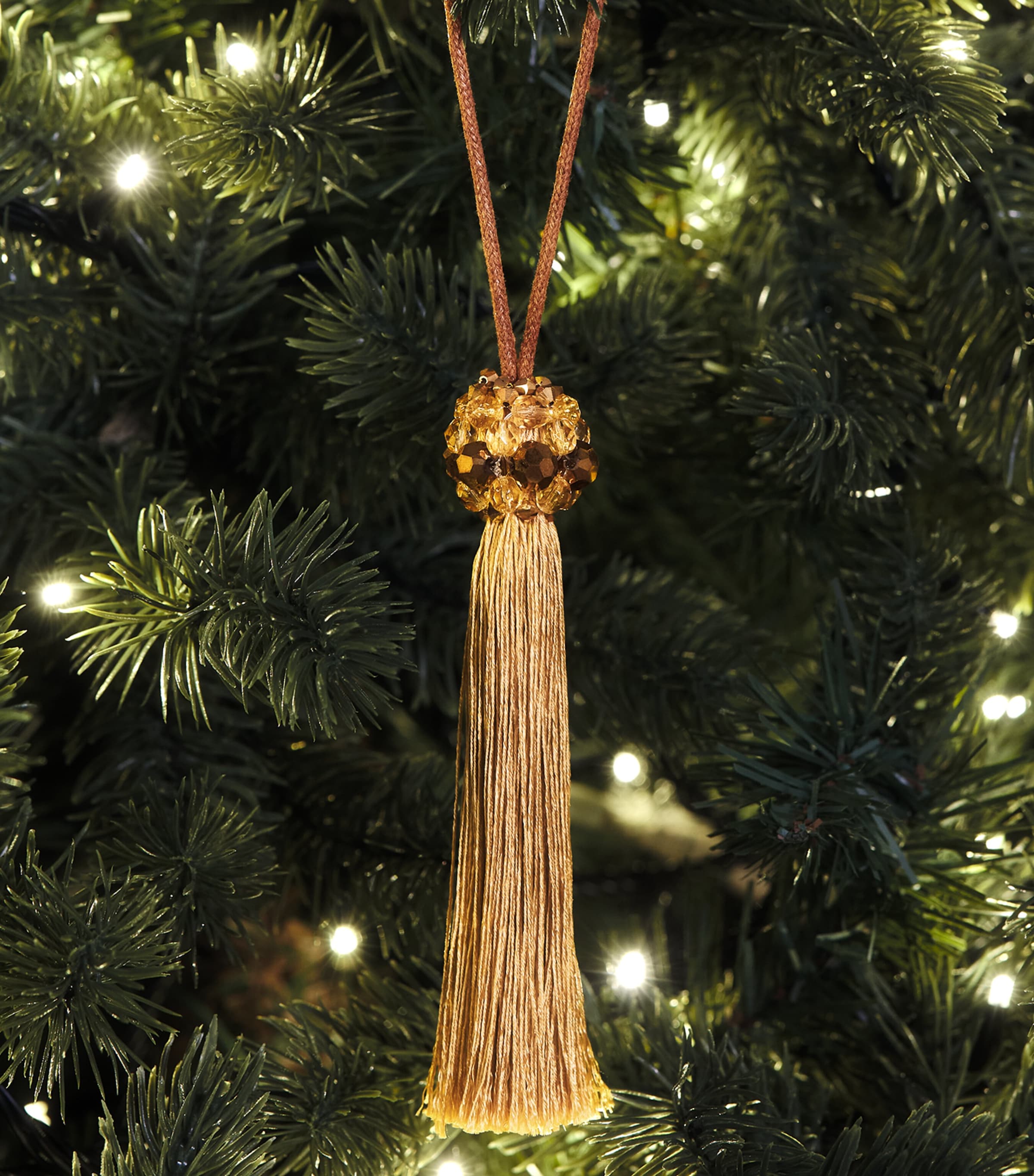 Jessica Light Beaded Mini Tassel Tree Decoration Gold Image 3