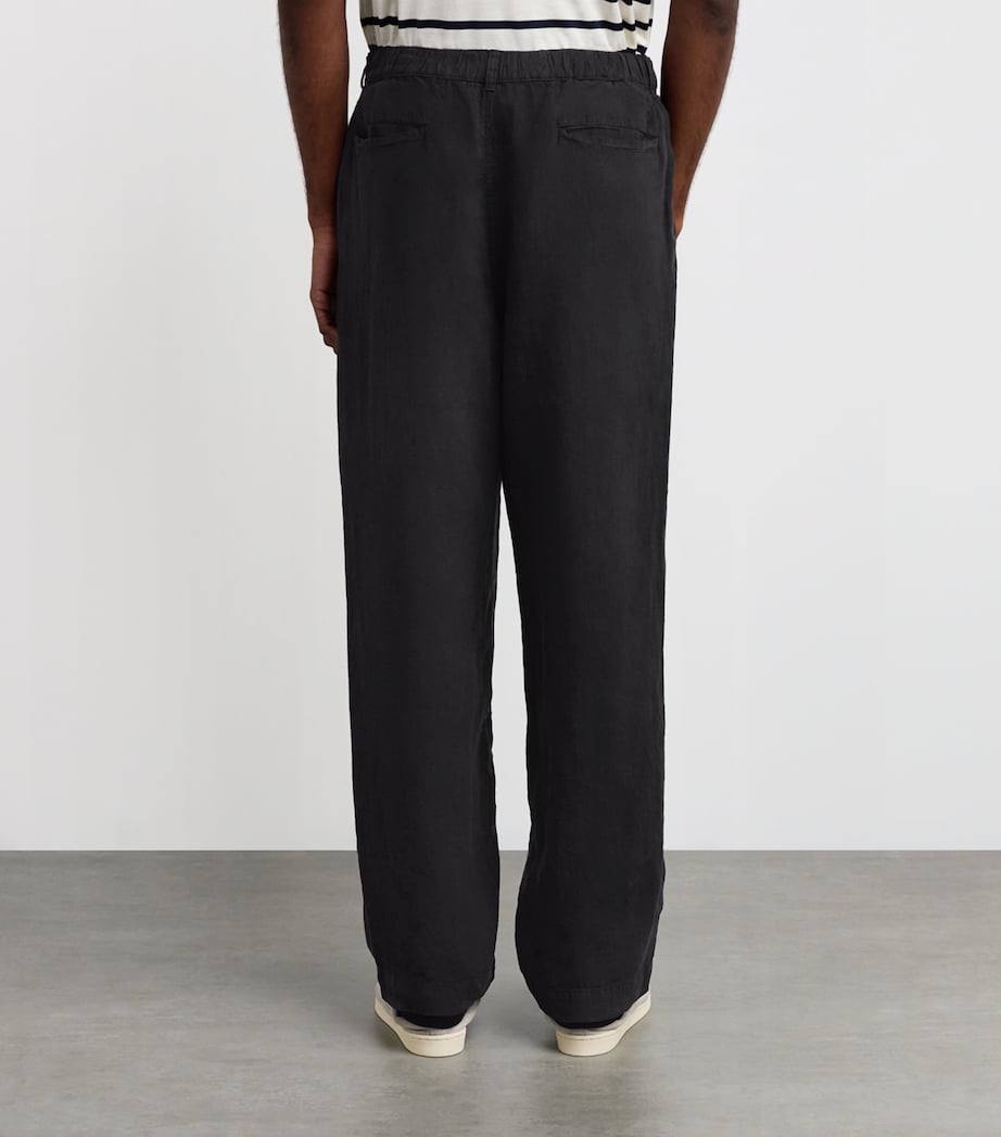 Linen Drawstring Trousers BLACK Image 4