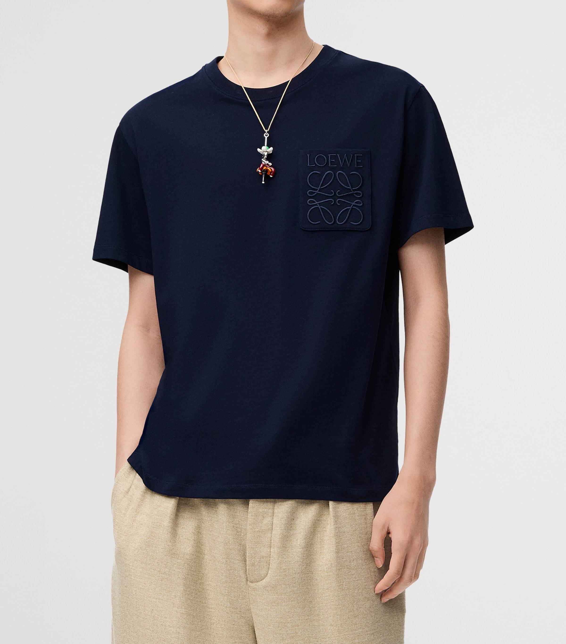 LOEWE Navy Cotton Anagram T-Shirt | Harrods US