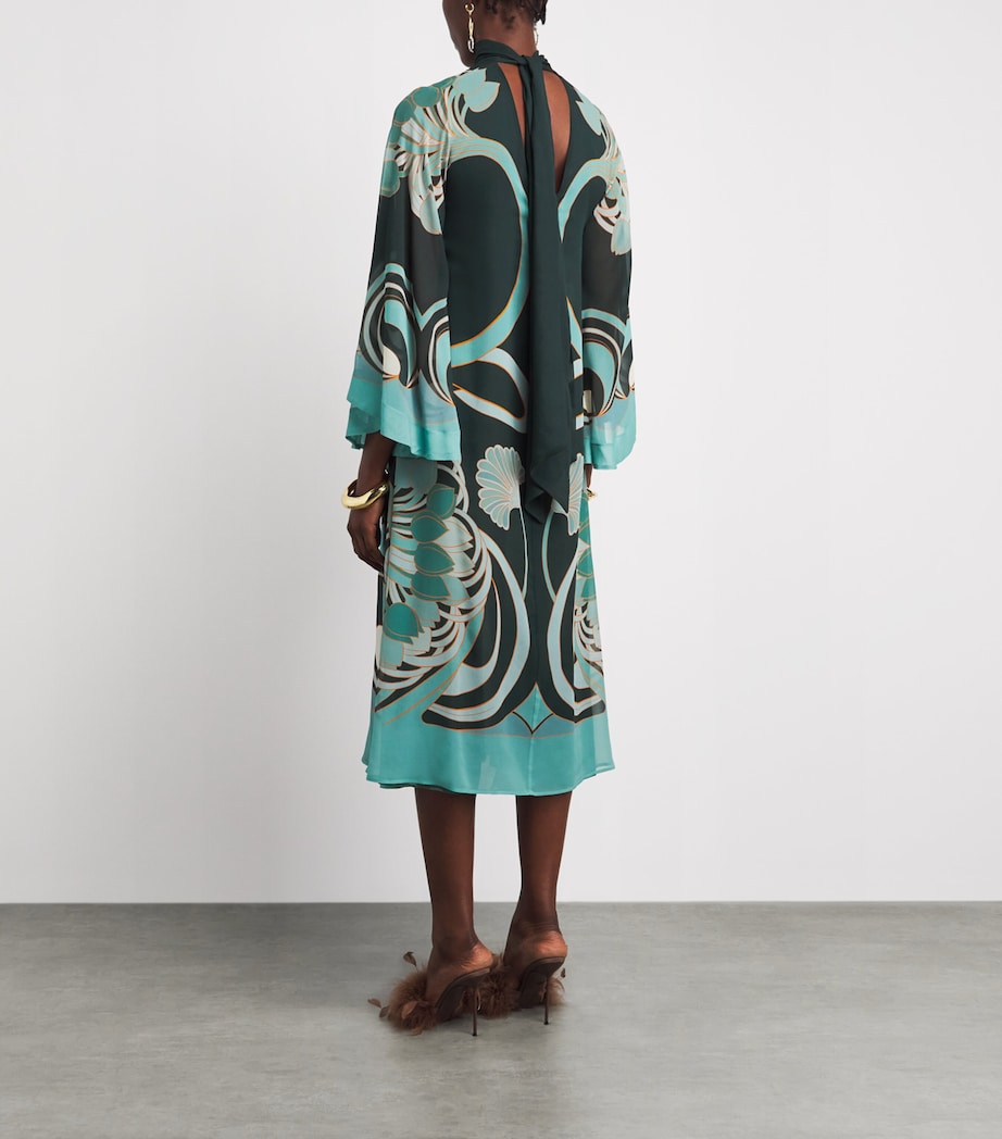 La Doublej Womens Silk Printed Magnifico Midi Dress Tulp Plac Image 4