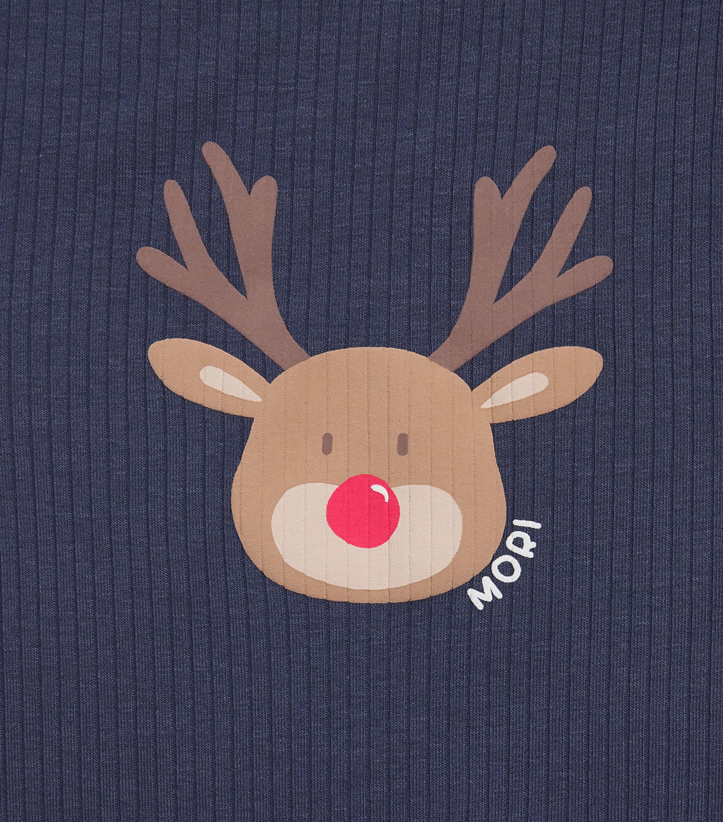 Bamboo-Blend Reindeer Playsuit (3-24 Months) NAVY & REINDEER Image 3