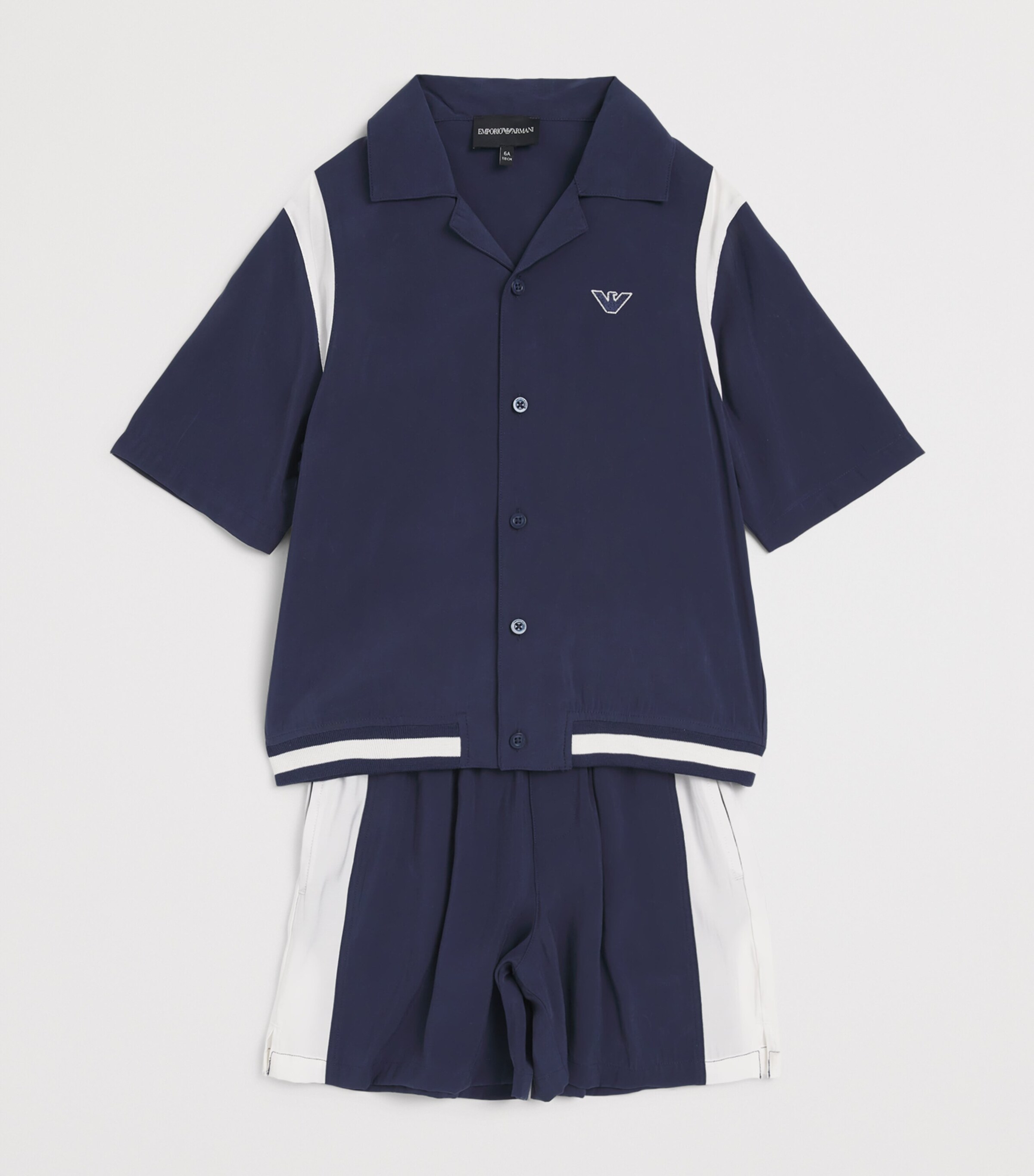 Emporio Armani Kids Two-Tone Shirt and Shorts Set (4-16 Years) Dress Blues Image 3
