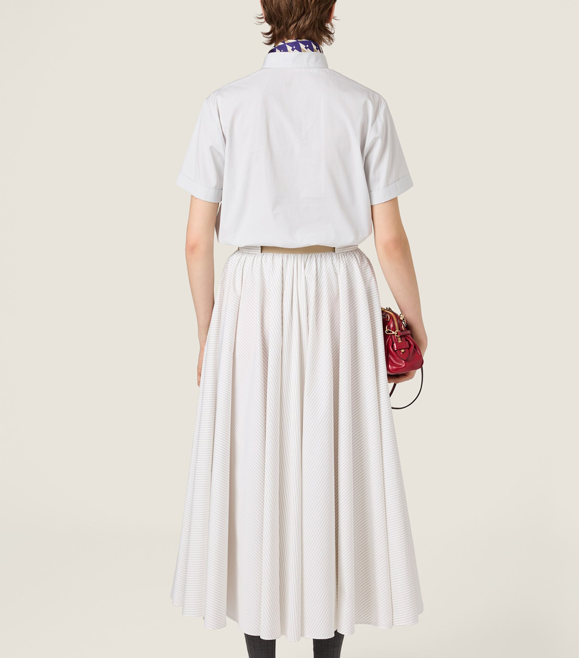 Miu Miu Womens Stand-Collar Pinstripe Shirt Image 3