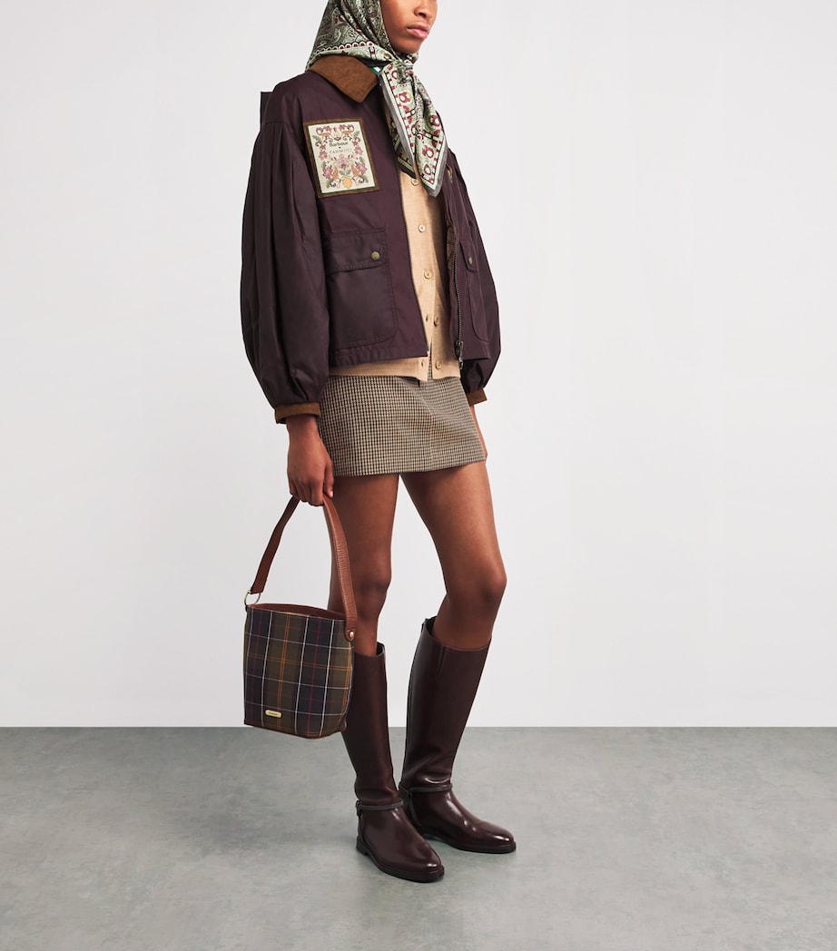 x FARM Rio Waxed Cotton Thais Jacket BRDEAUX/CRM HRT PRNT Image 2