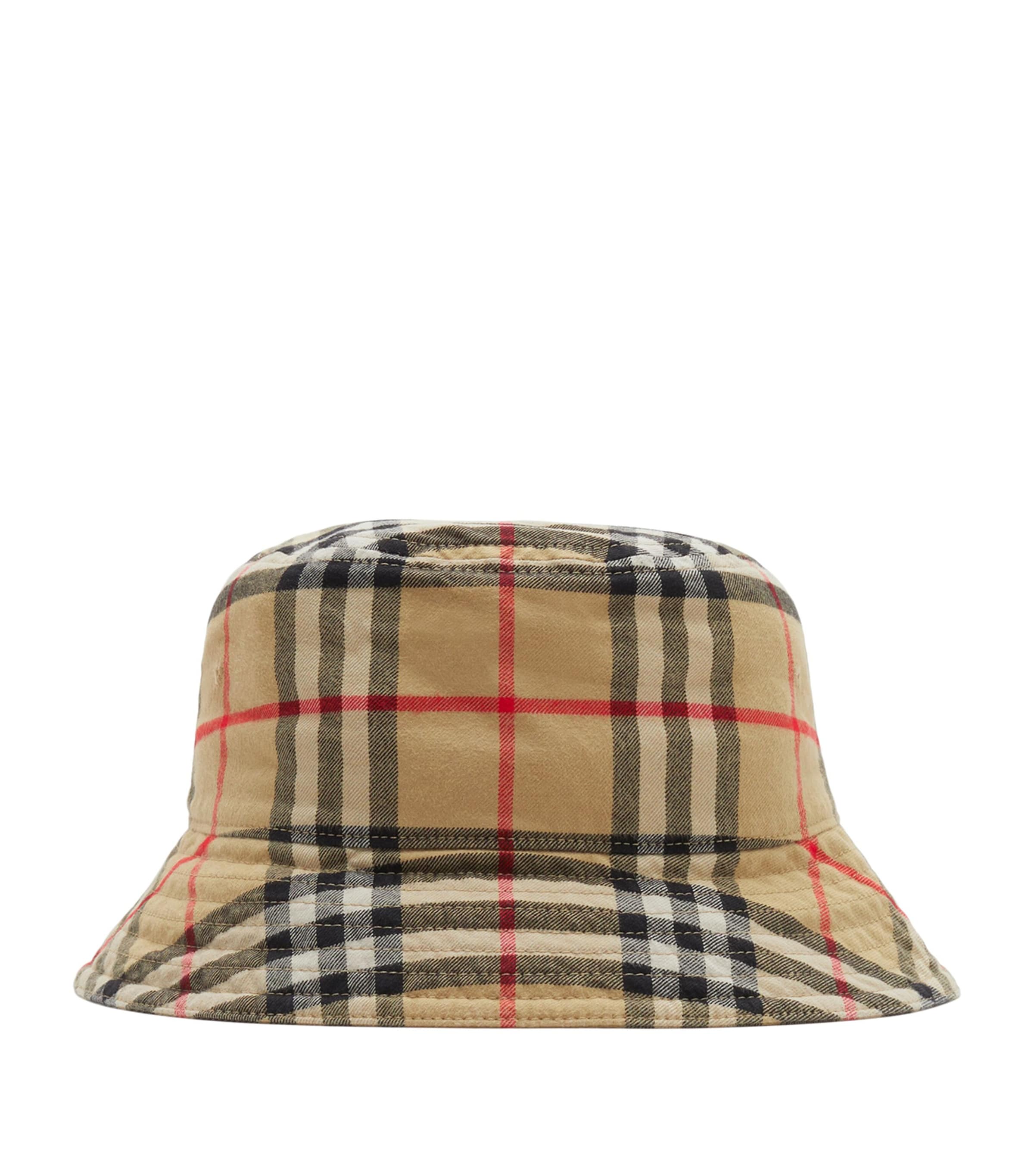 Burberry Cotton Check Bucket Hat In Beige
