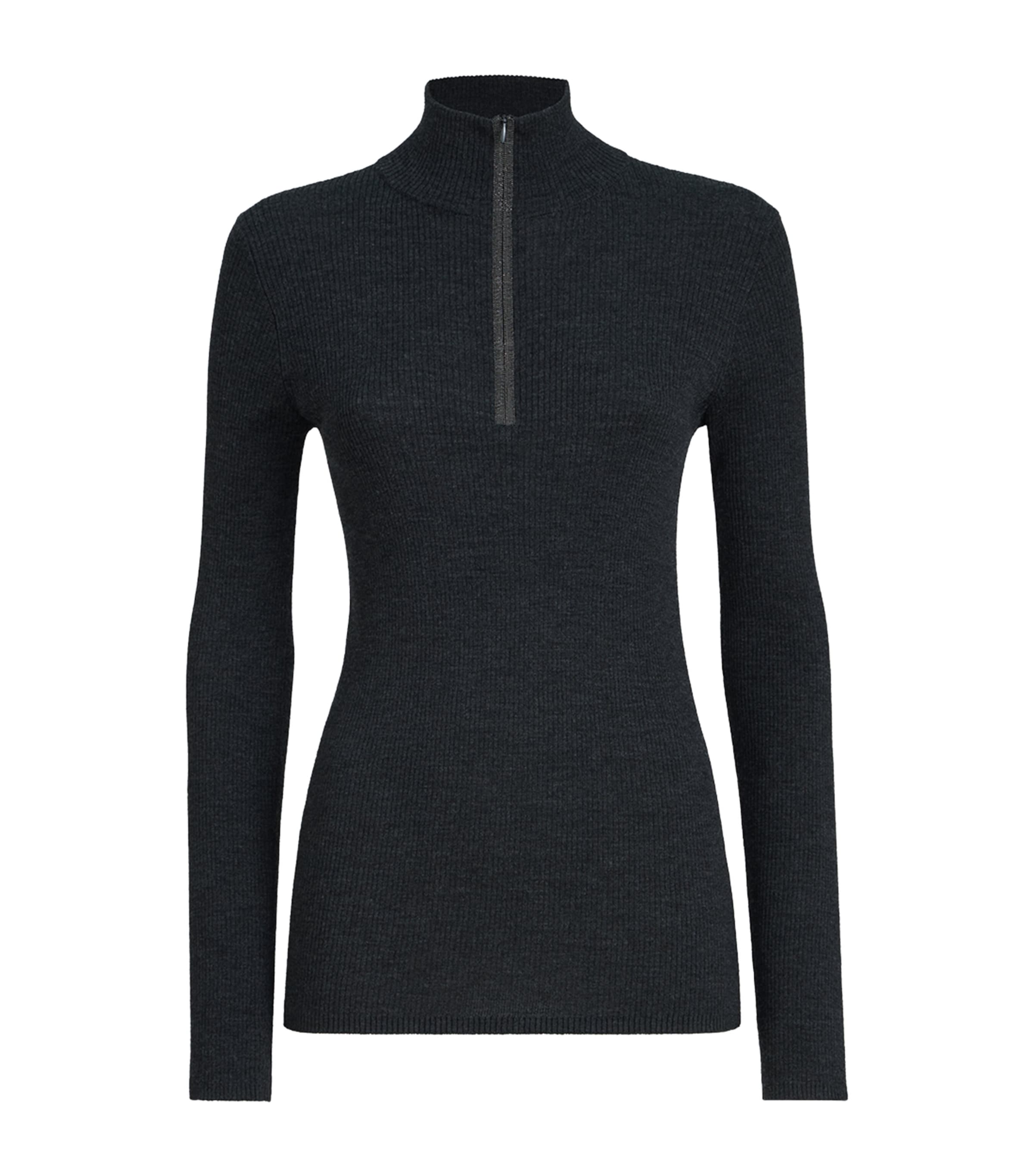 Brunello Cucinelli Womens Virgin Wool-Cashmere Half-Zip Sweater Image 1