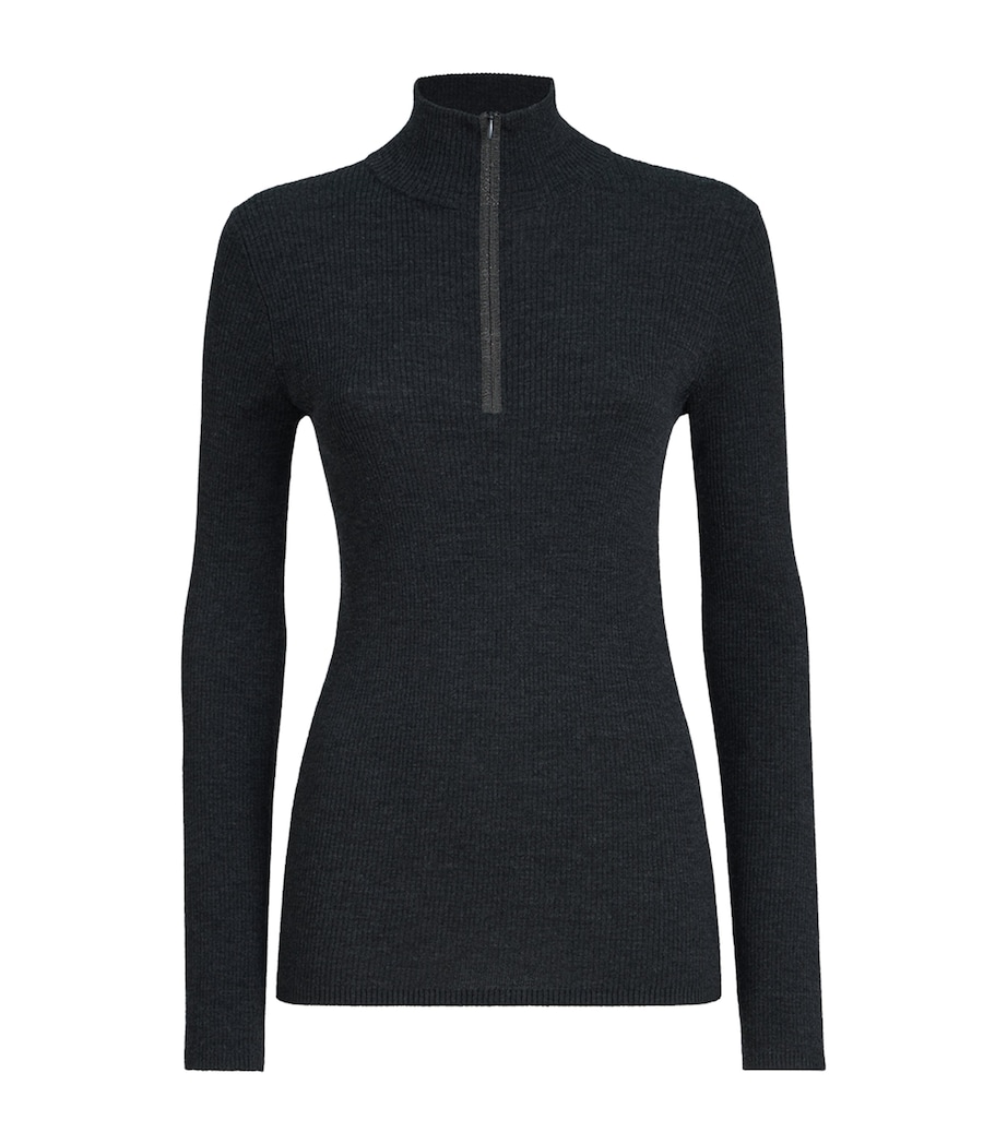 Brunello Cucinelli Womens Virgin Wool-Cashmere Half-Zip Sweater Image 1