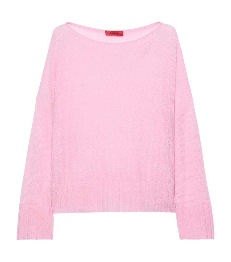 MAX&Co. Womens Wool-Blend Boat-Neck Sweater Pink Image 1