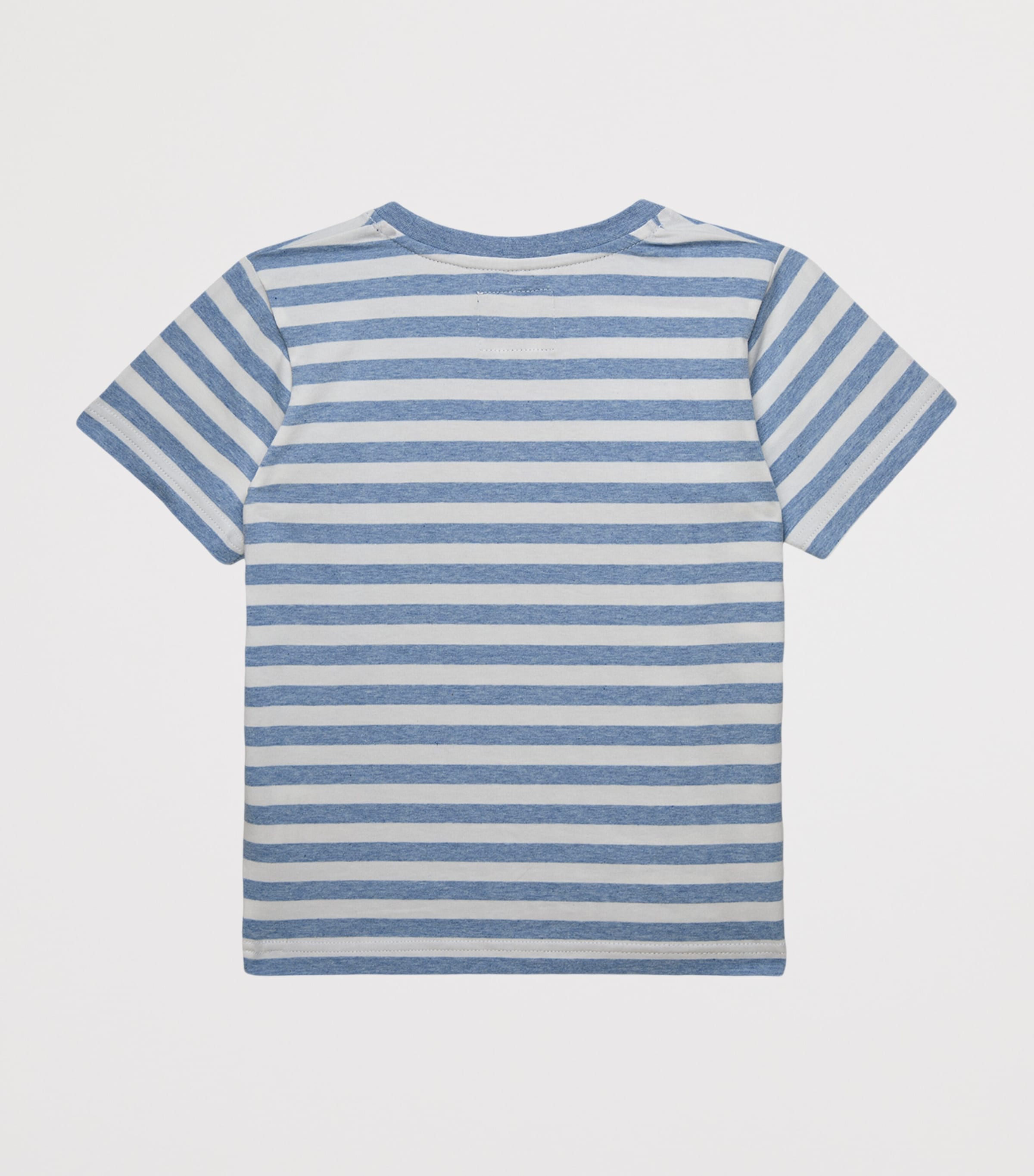 Trotters Stretch-Cotton Stripe Here Comes Trouble T-Shirt (2-5 Years) Pale Blue Stripe Image 2