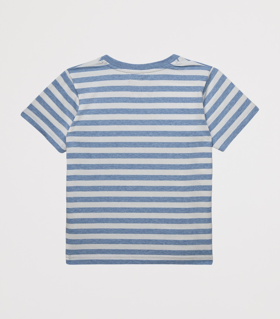 Trotters Stretch-Cotton Stripe Here Comes Trouble T-Shirt (2-5 Years) Pale Blue Stripe Image 2
