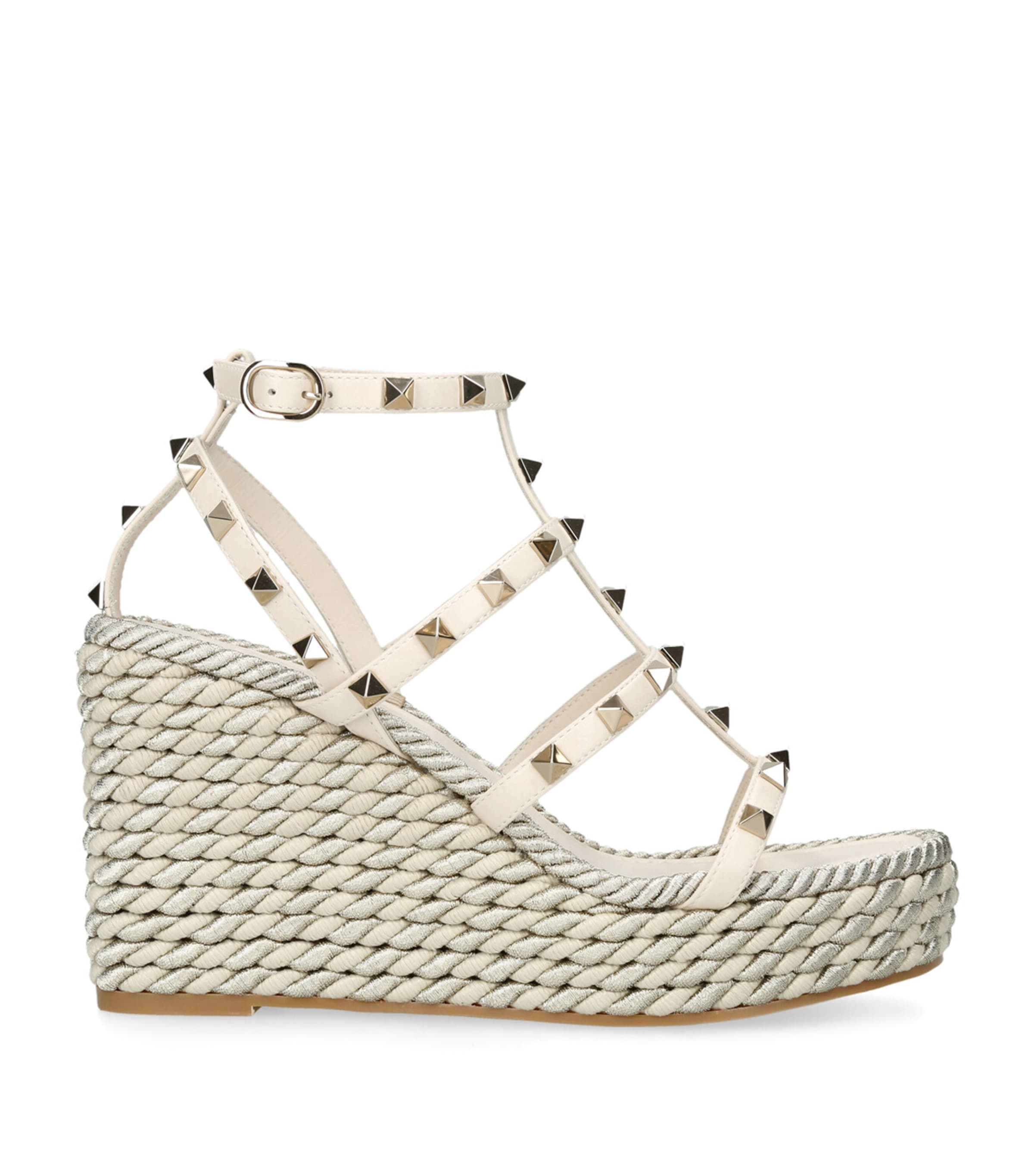 VALENTINO GARAVANI ROCKSTUD WEDGE SANDALS 95 