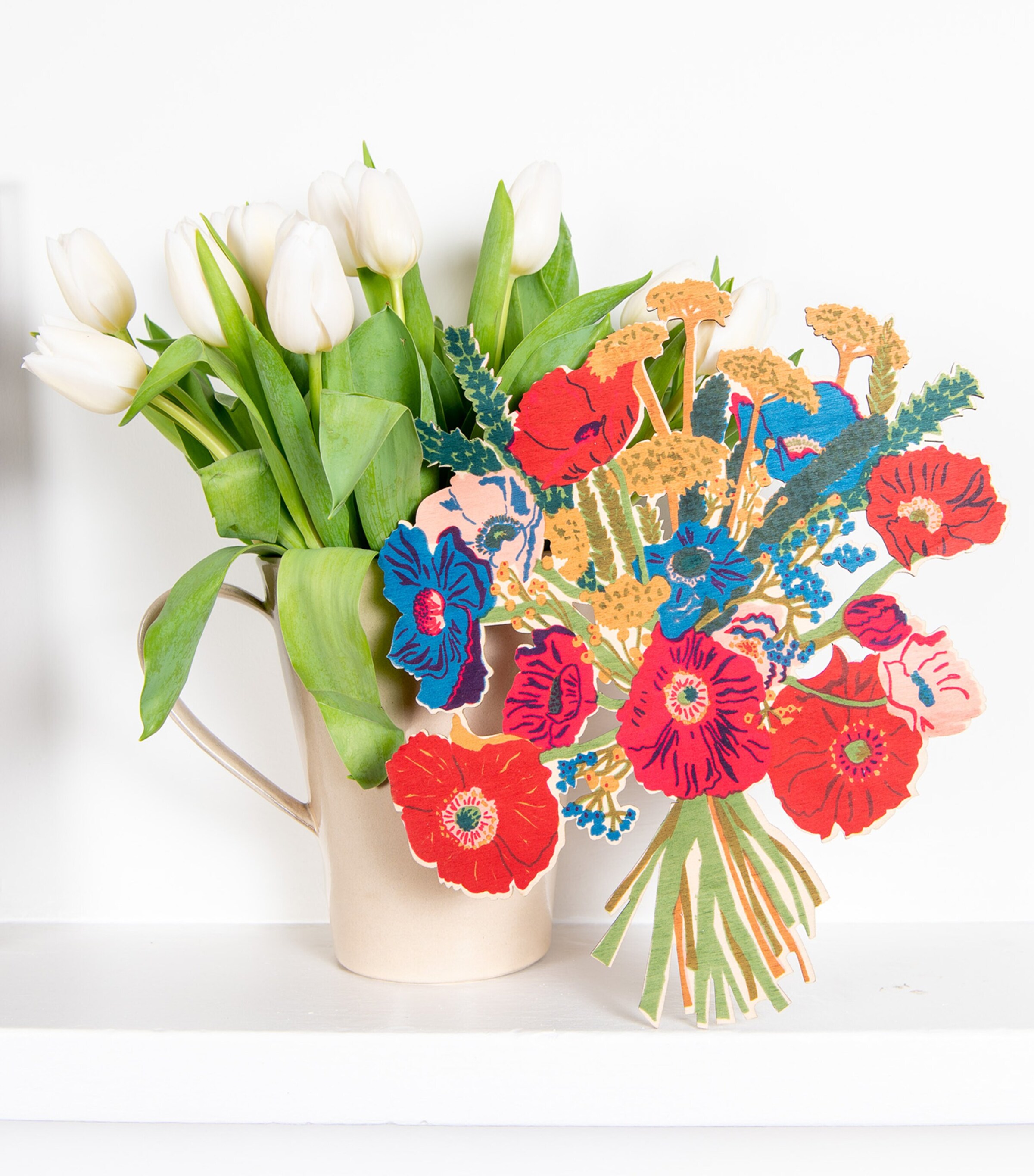 East End Press Poppy Bouquet Decorative Wreath Mixed Image 7