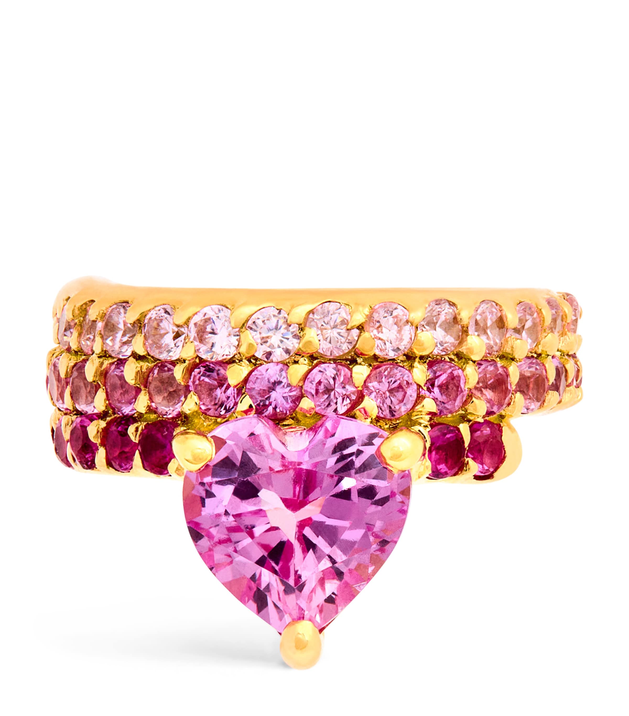 Nadine Aysoy Yellow Gold And Pink Sapphire Le Cercle Ombré Ear Cuff