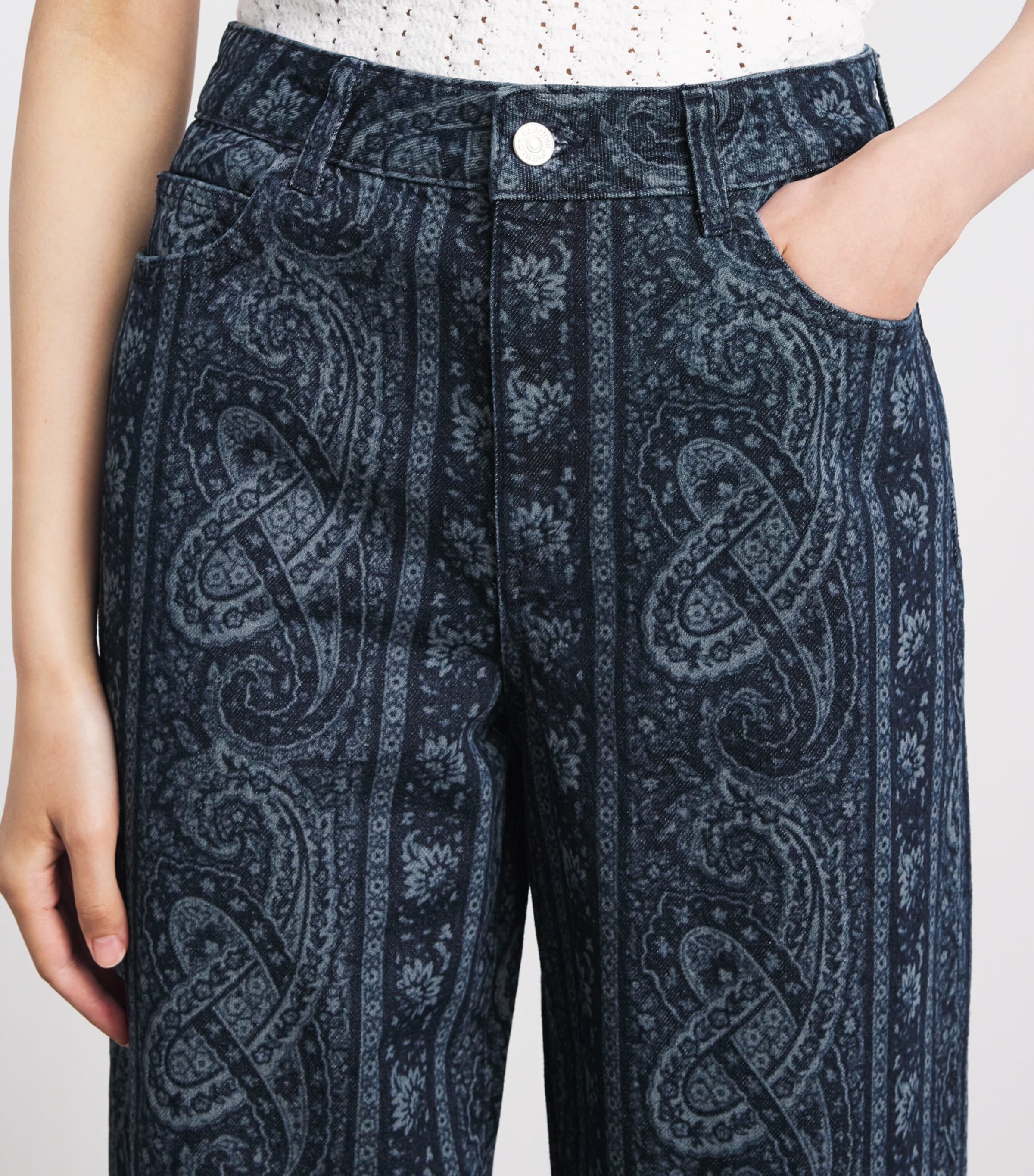 Claudie Pierlot Womens Paisley Straight Jeans Navy Print Image 3