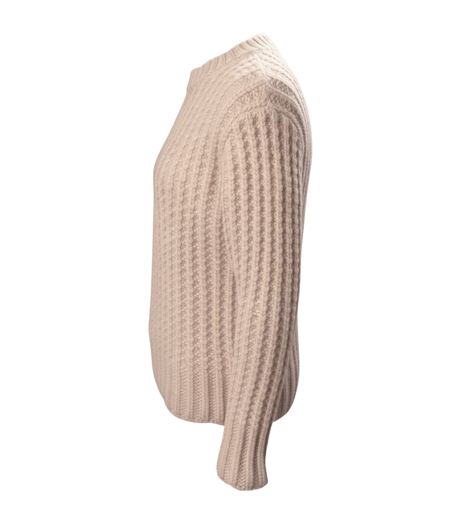 Alan Scott Mens Cashmere Feather Knit Sweater Natural/black Image 2