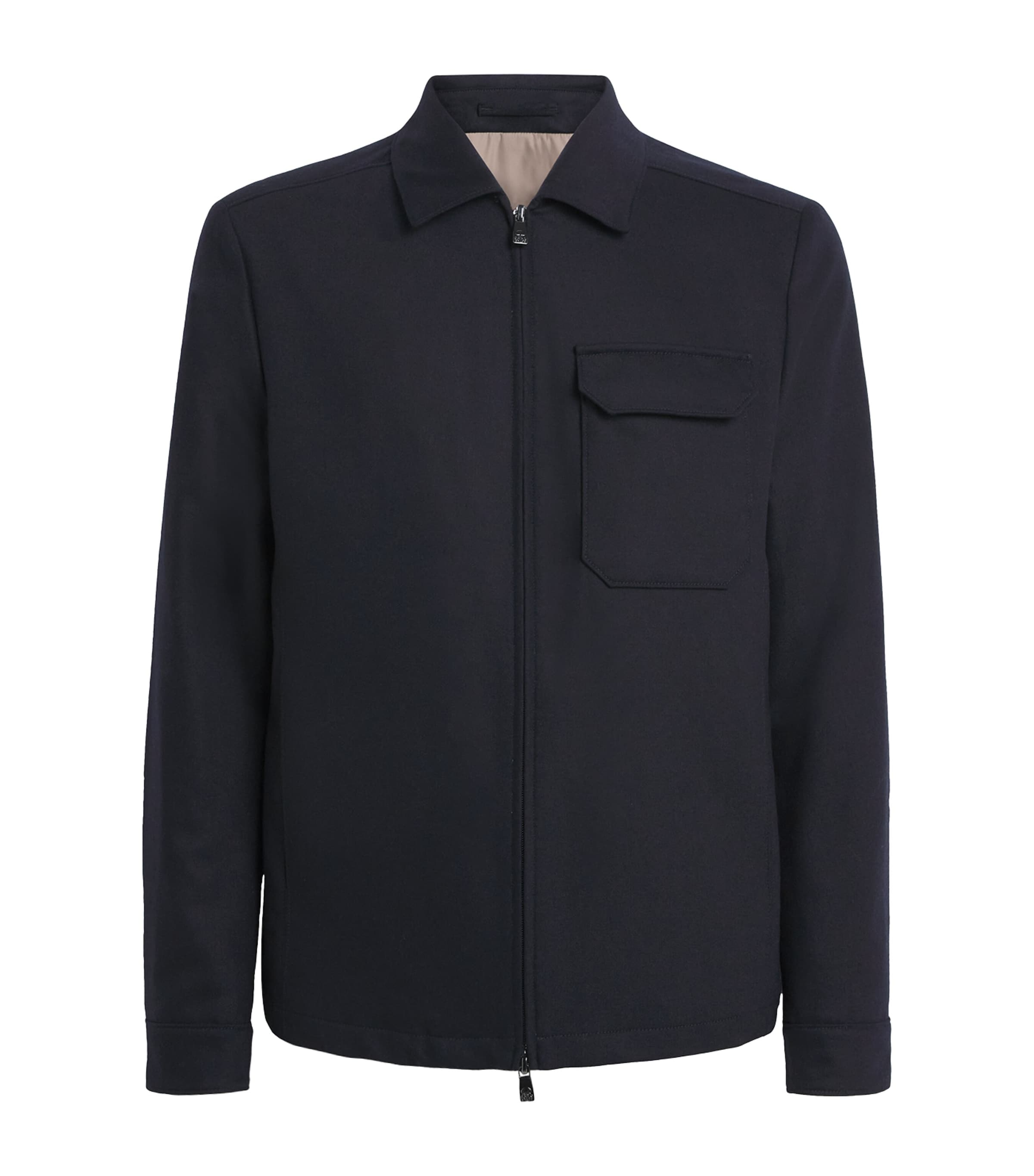 Wool-Cashmere Hybrid Jacket 001 NAVY BLUE Image 1