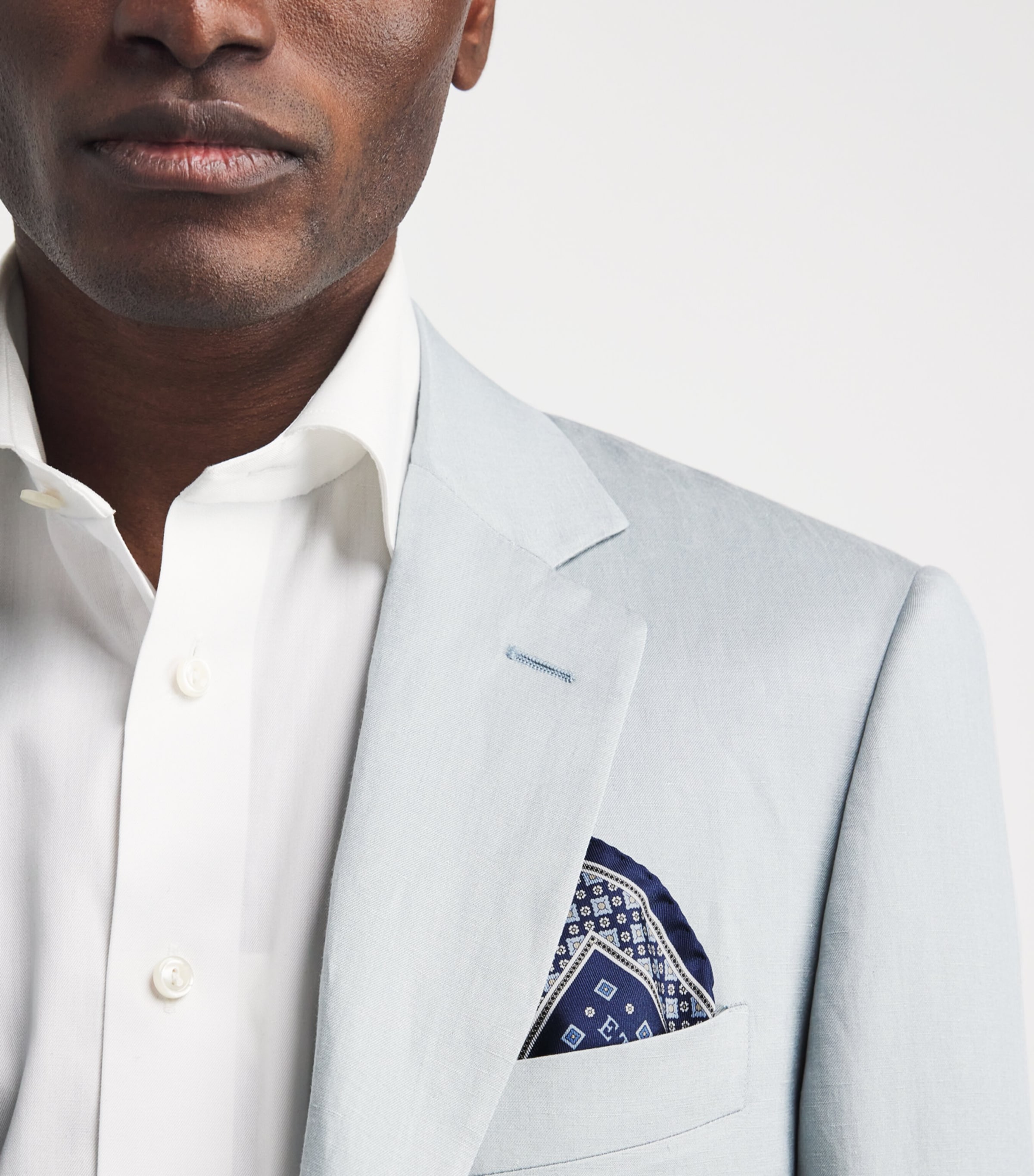 Eton Silk Floral Pocket Square Navy Blue Image 2