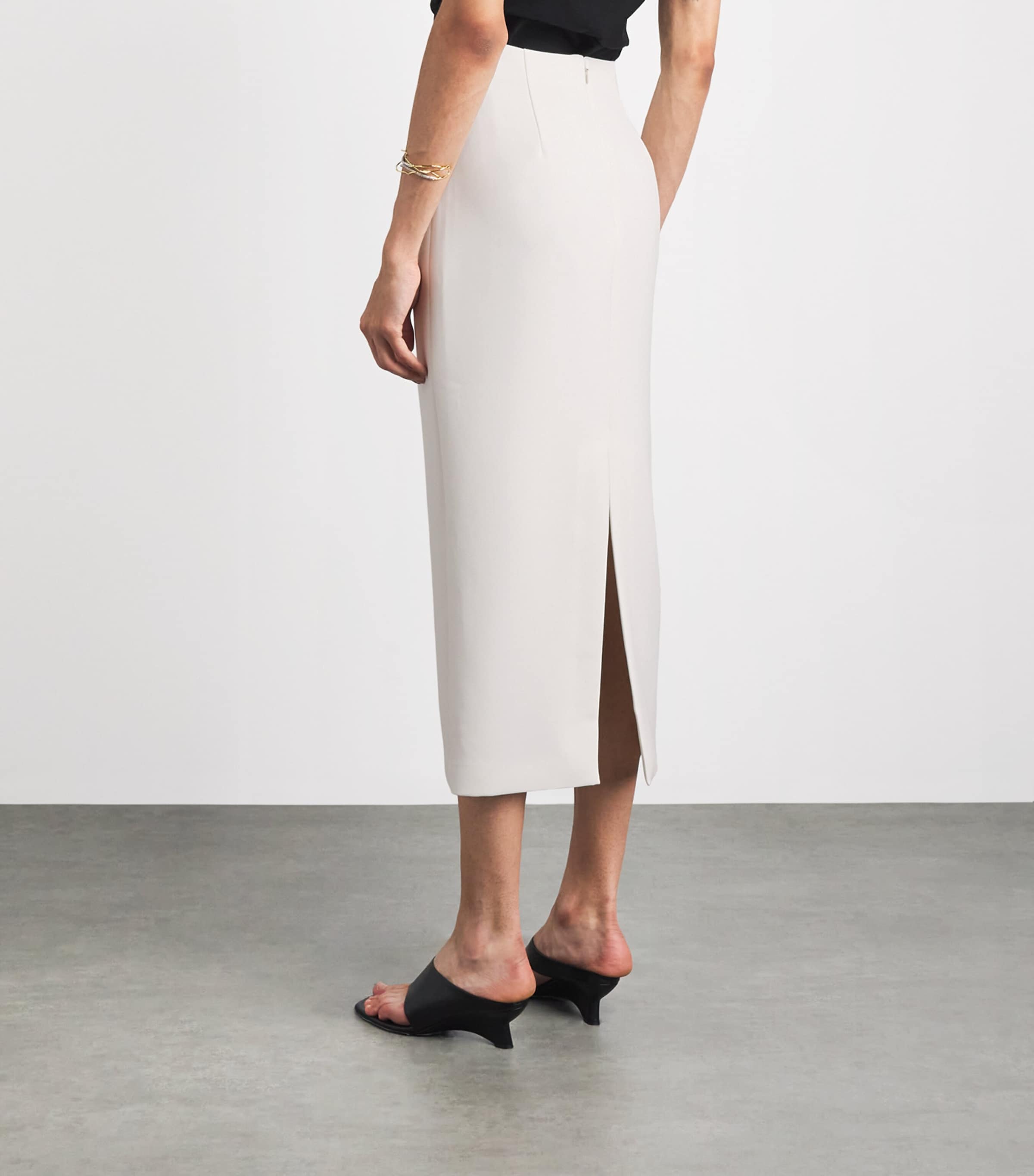 Roland Mouret Womens Crepe Midi Pencil Skirt Cream Image 5